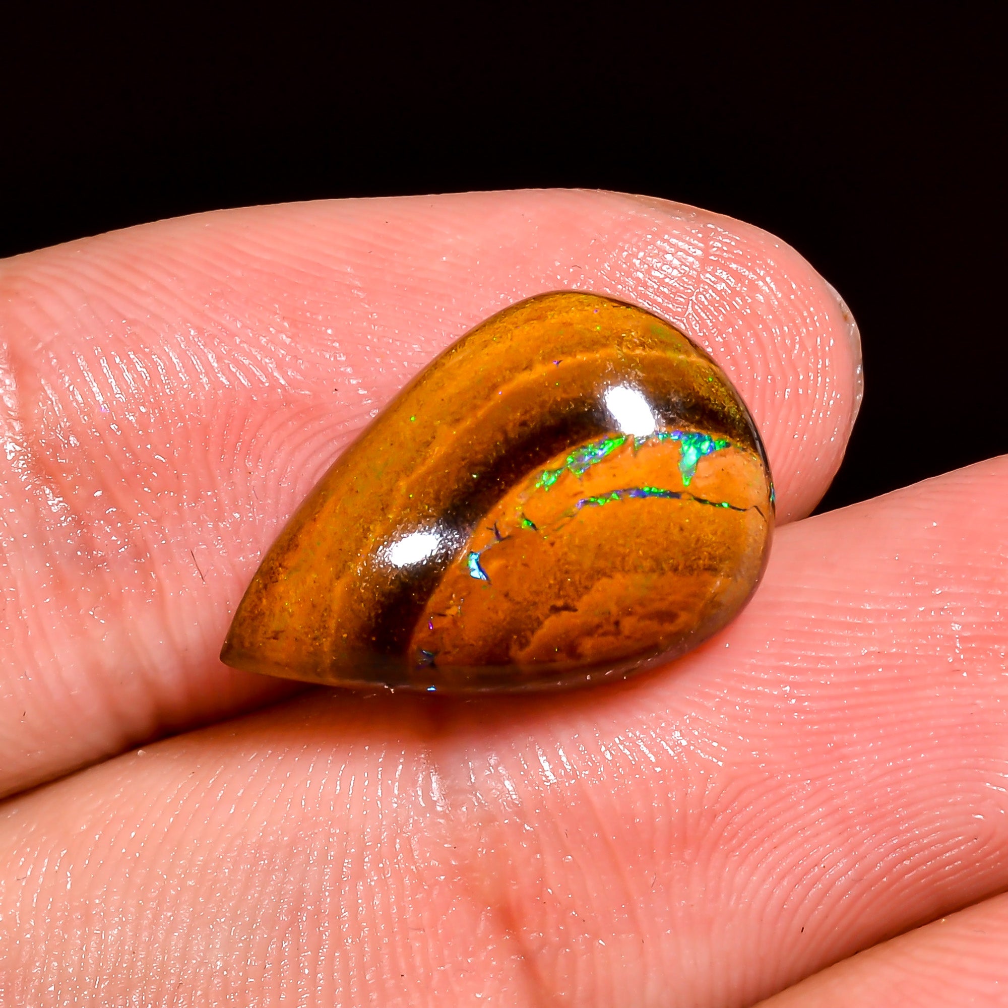 Boulder Opal Pear Shape Cabochon Loose Gemstone For Making Jewelry 8 Ct. 17X11X5 mm OP-884