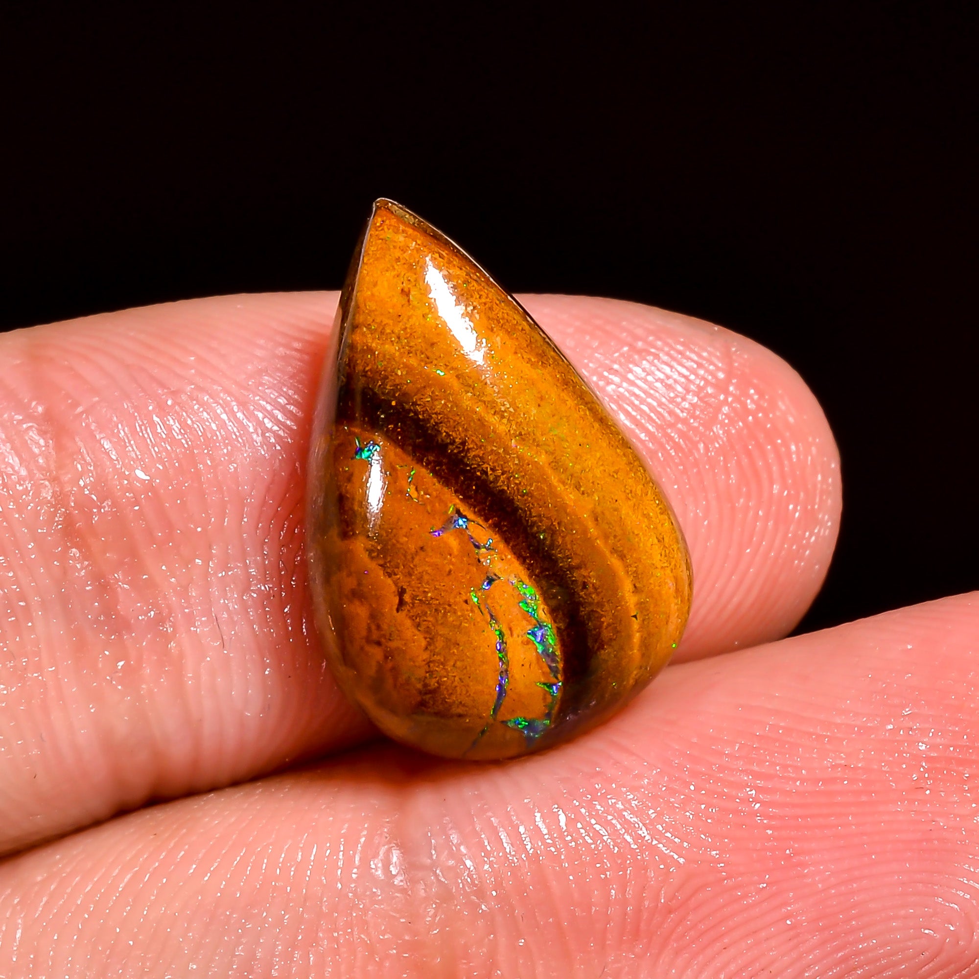 Boulder Opal Pear Shape Cabochon Loose Gemstone For Making Jewelry 8 Ct. 17X11X5 mm OP-884
