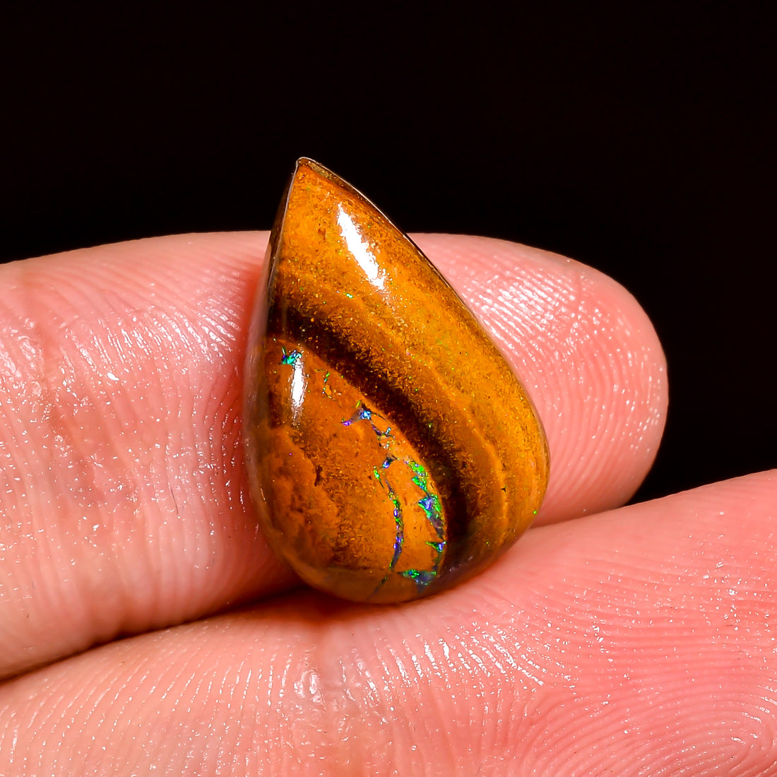 Boulder Opal Pear Shape Cabochon Loose Gemstone For Making Jewelry 8 Ct. 17X11X5 mm OP-884