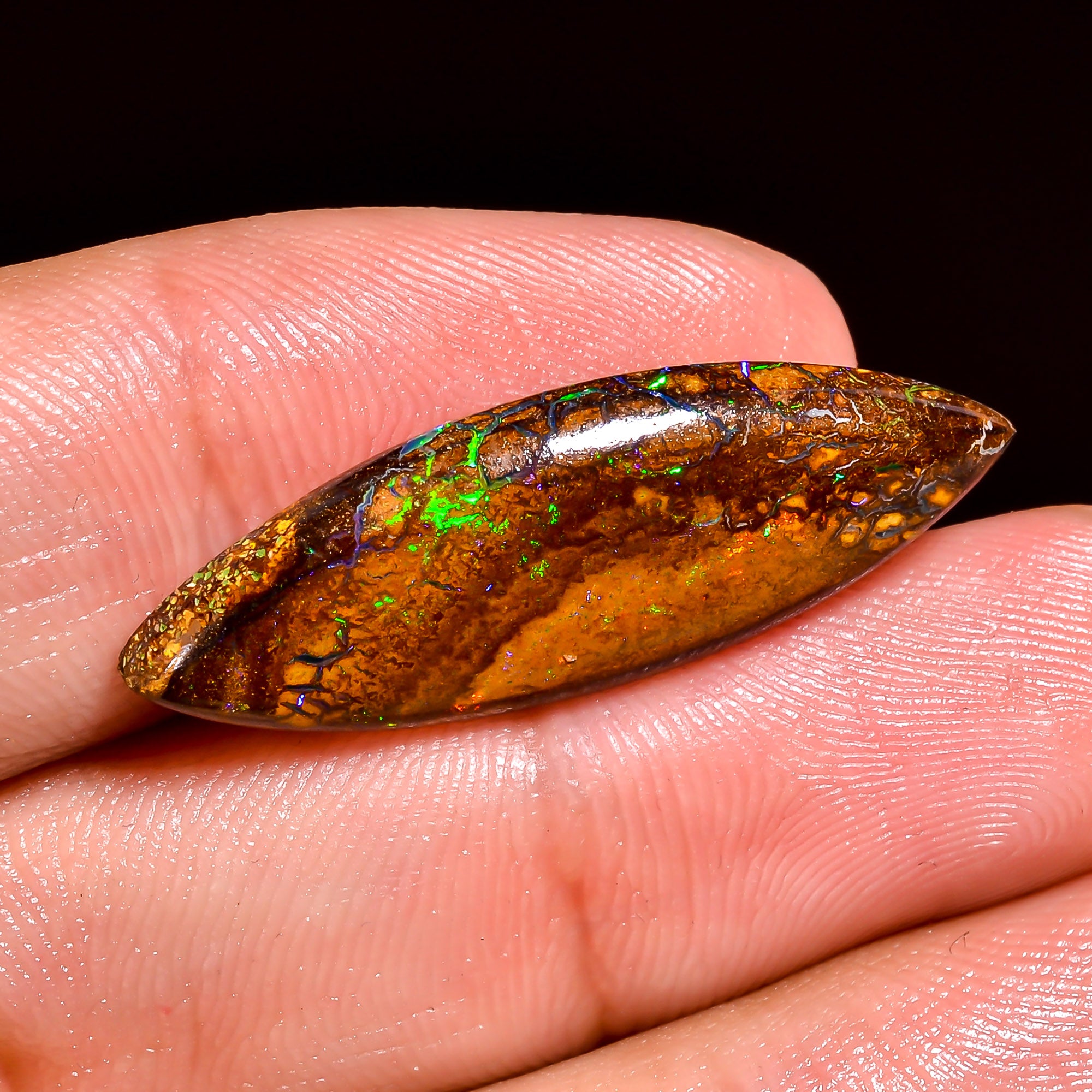 Boulder Opal Marquise Shape Cabochon Loose Gemstone For Making Jewelry 11.5 Ct. 30X10X5 mm OP-886