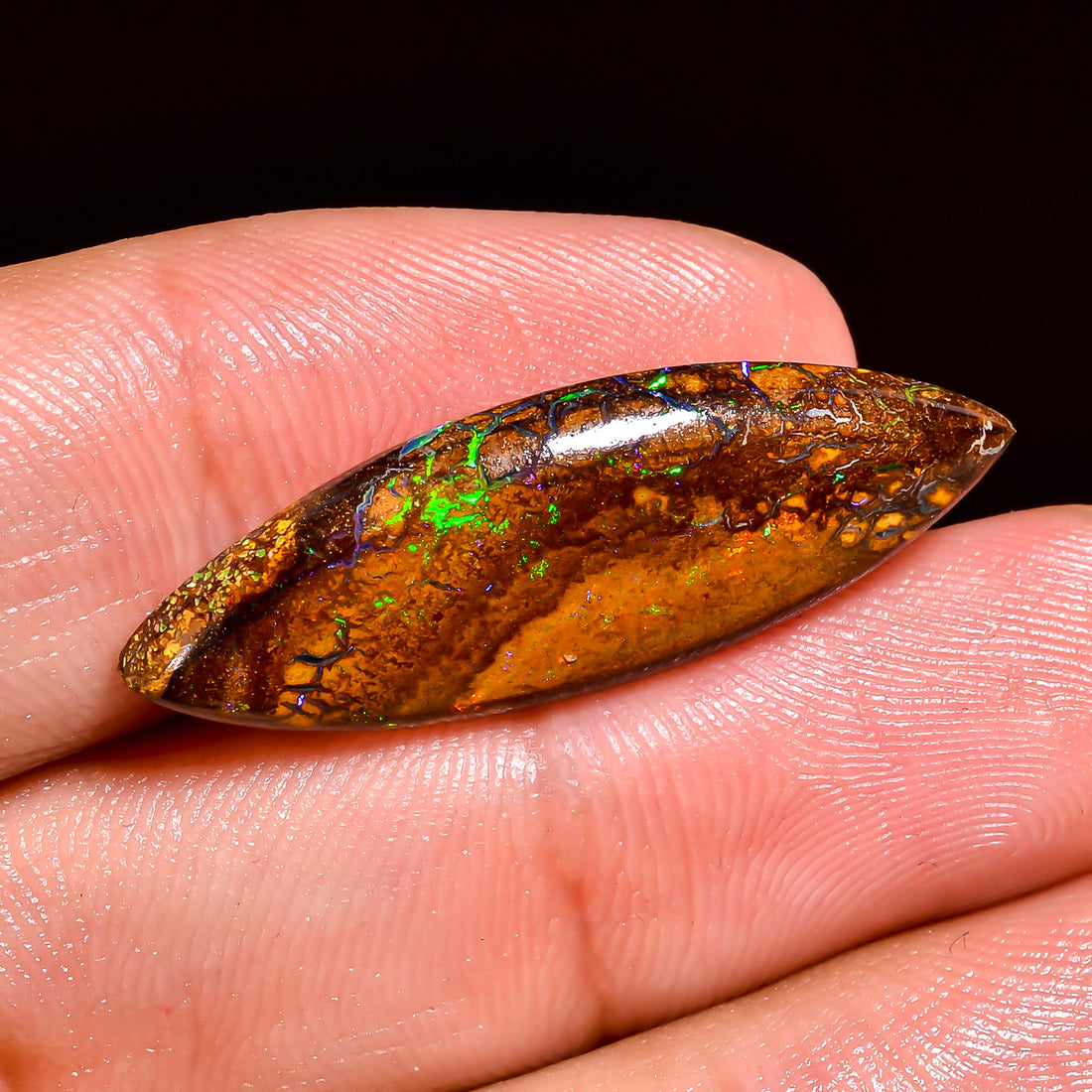 Boulder Opal Marquise Shape Cabochon Loose Gemstone For Making Jewelry 11.5 Ct. 30X10X5 mm OP-886