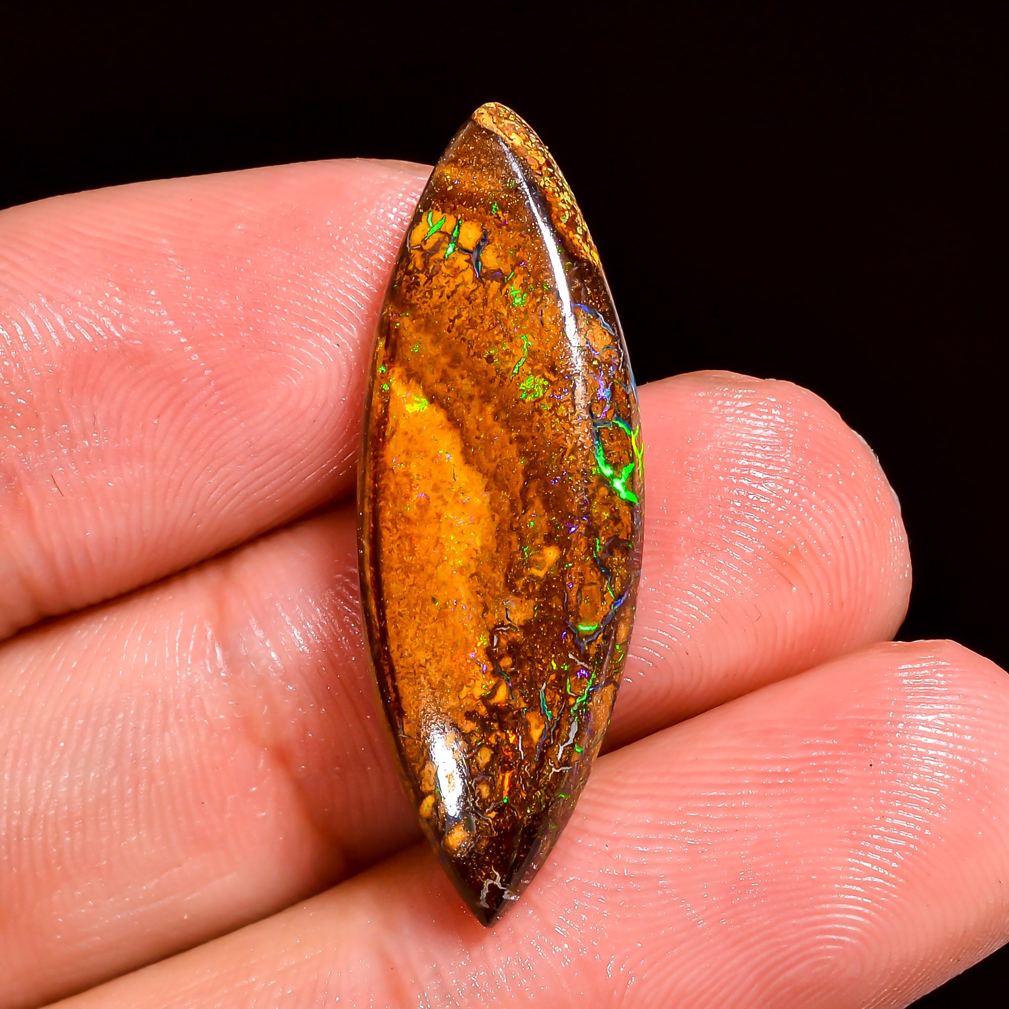 Boulder Opal Marquise Shape Cabochon Loose Gemstone For Making Jewelry 11.5 Ct. 30X10X5 mm OP-886