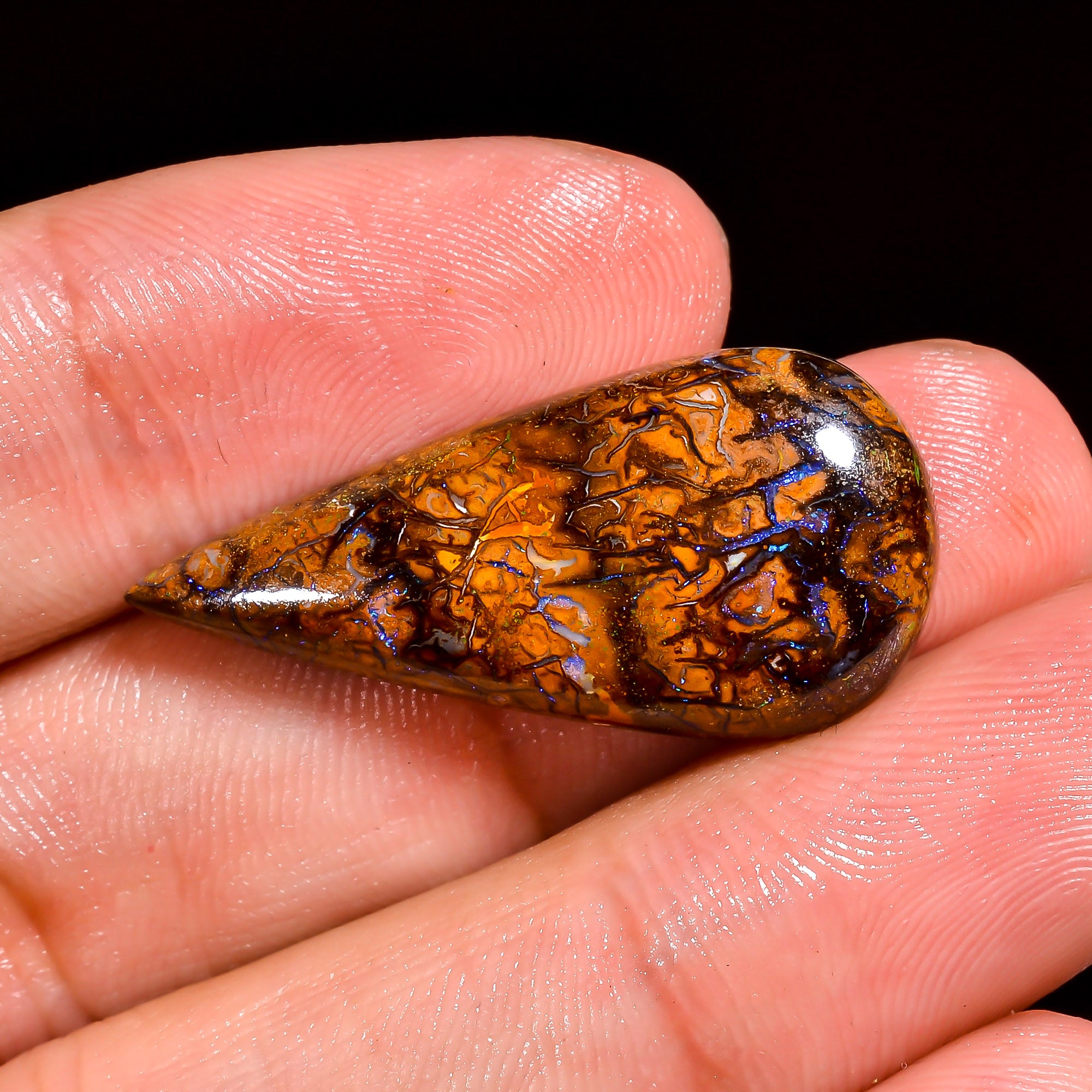 Boulder Opal Pear Shape Cabochon Loose Gemstone For Making Jewelry 20 Ct. 30X15X6 mm OP-887