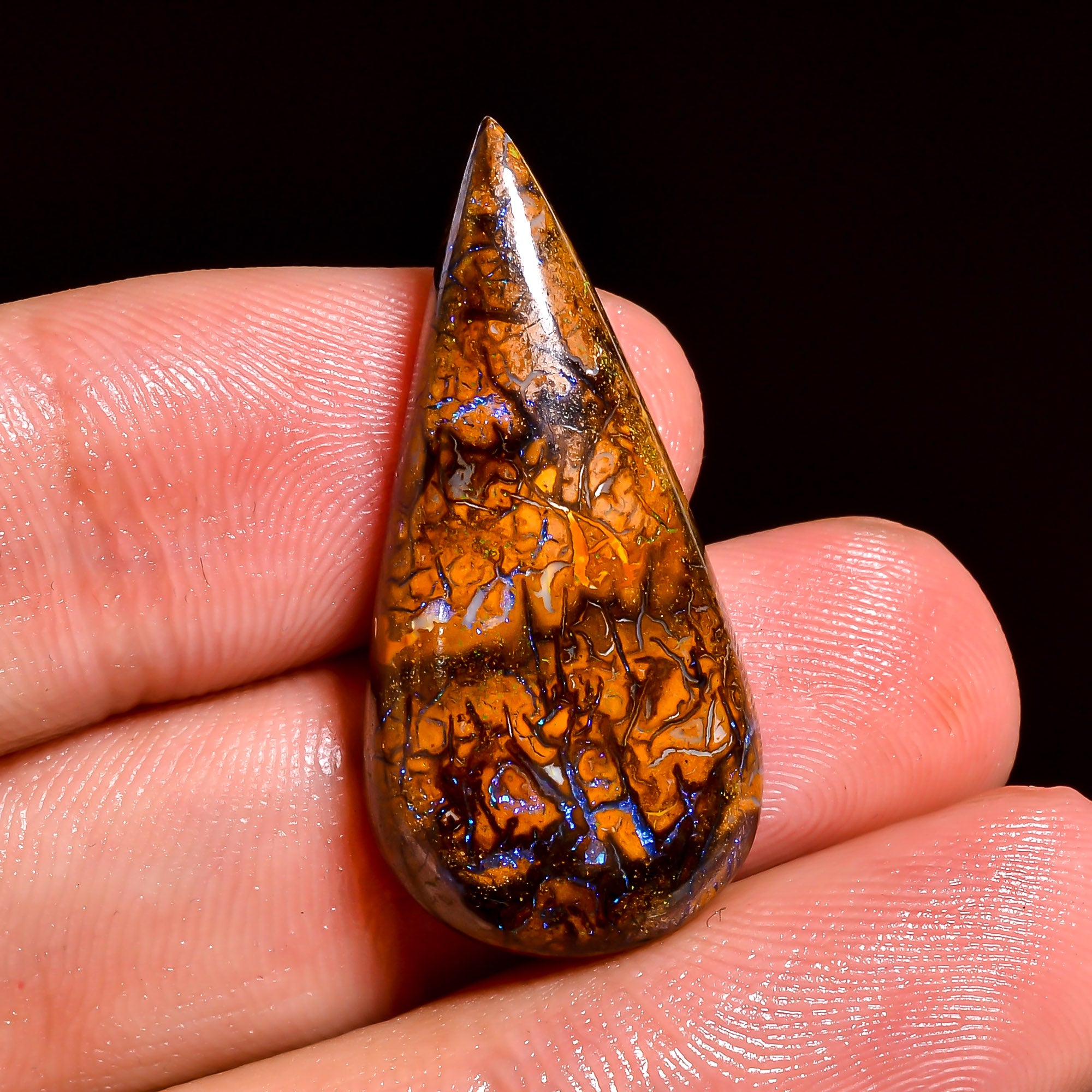Boulder Opal Pear Shape Cabochon Loose Gemstone For Making Jewelry 20 Ct. 30X15X6 mm OP-887