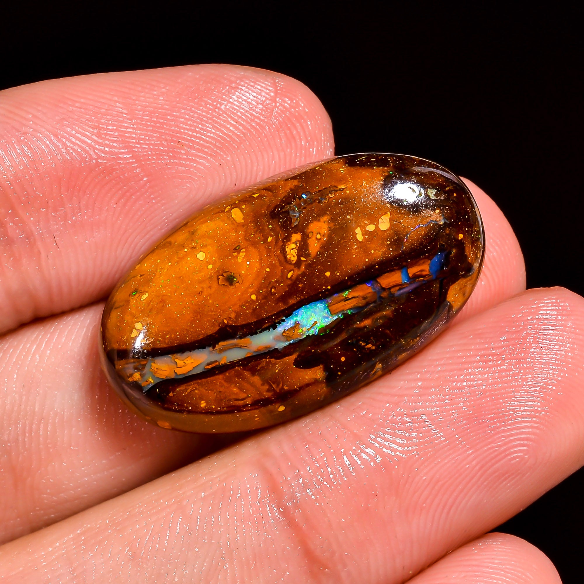 Boulder Opal Oval Shape Cabochon Loose Gemstone For Making Jewelry 28 Ct. 27X15X7 mm OP-889