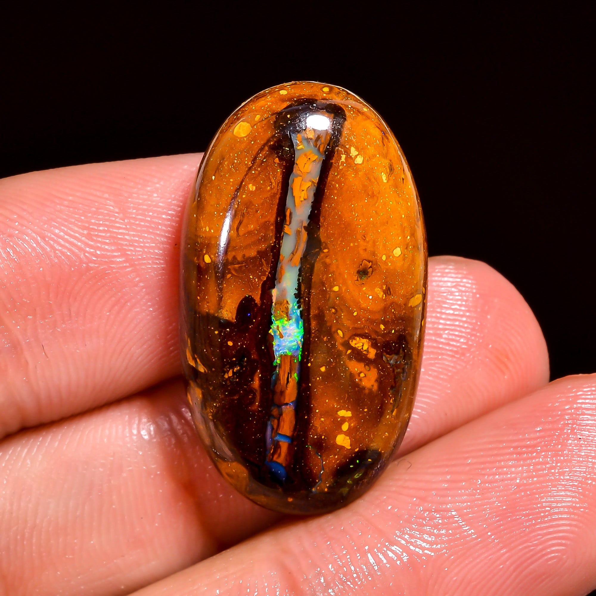 Boulder Opal Oval Shape Cabochon Loose Gemstone For Making Jewelry 28 Ct. 27X15X7 mm OP-889