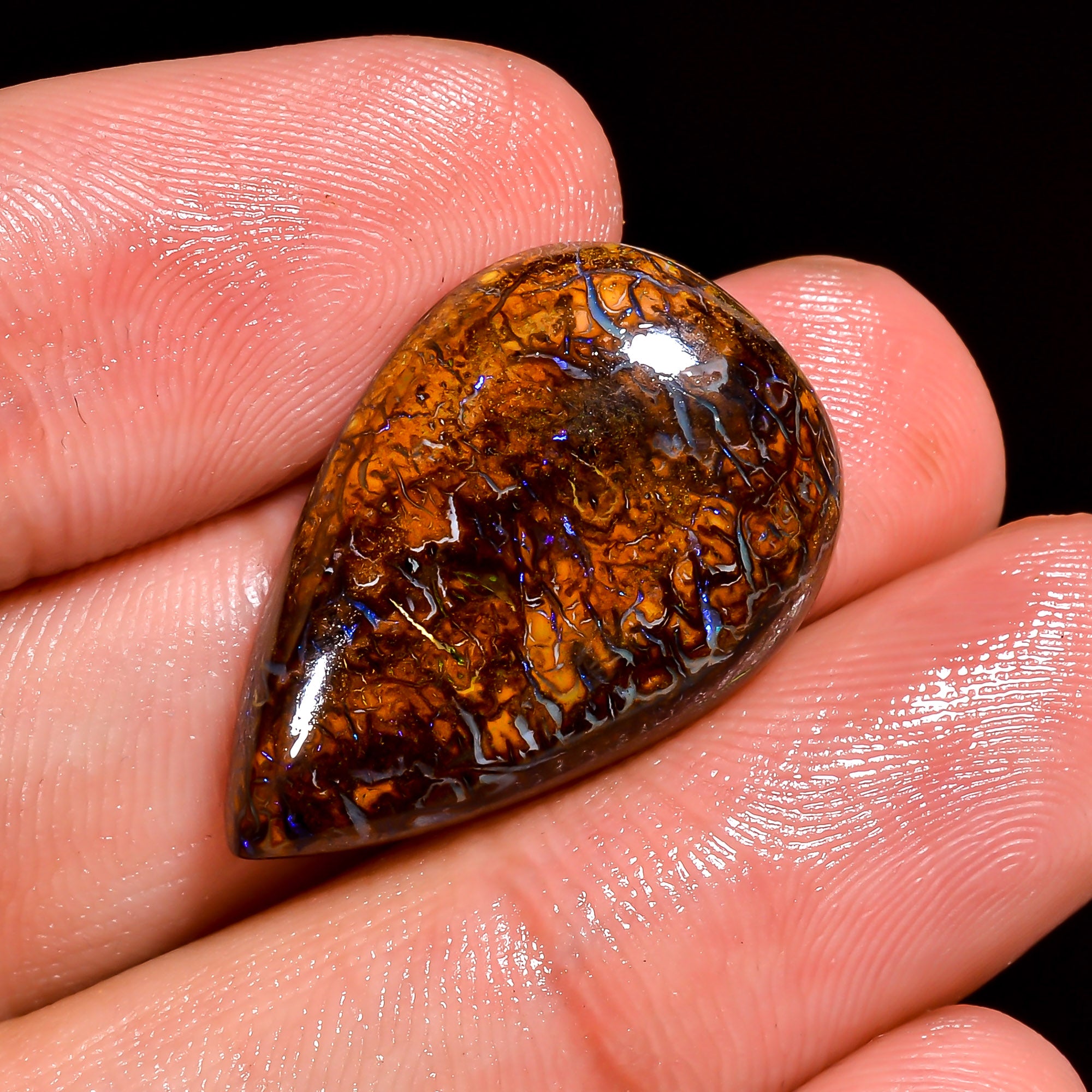 Boulder Opal Pear Shape Cabochon Loose Gemstone For Making Jewelry 18 Ct. 24X16X5 mm OP-890