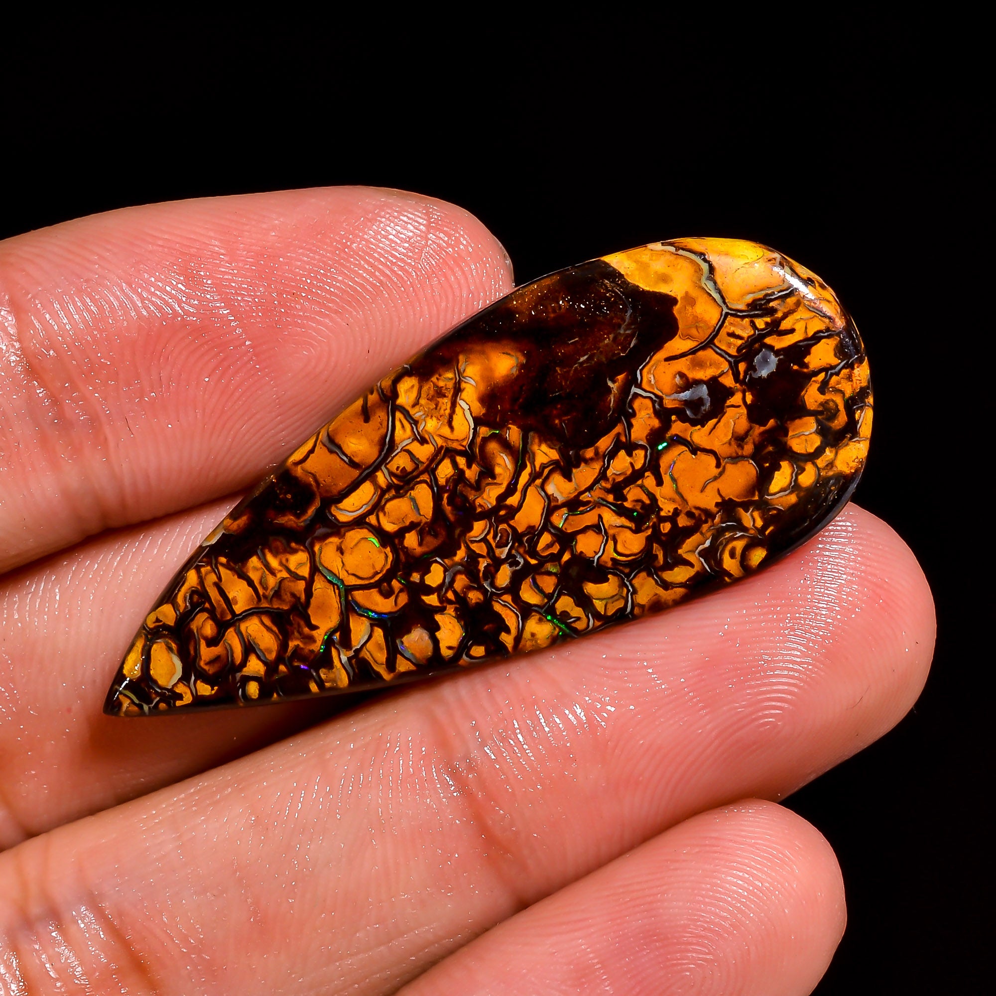 Boulder Opal Pear Shape Cabochon Loose Gemstone For Making Jewelry 23 Ct. 42X17X3 MM OP-891