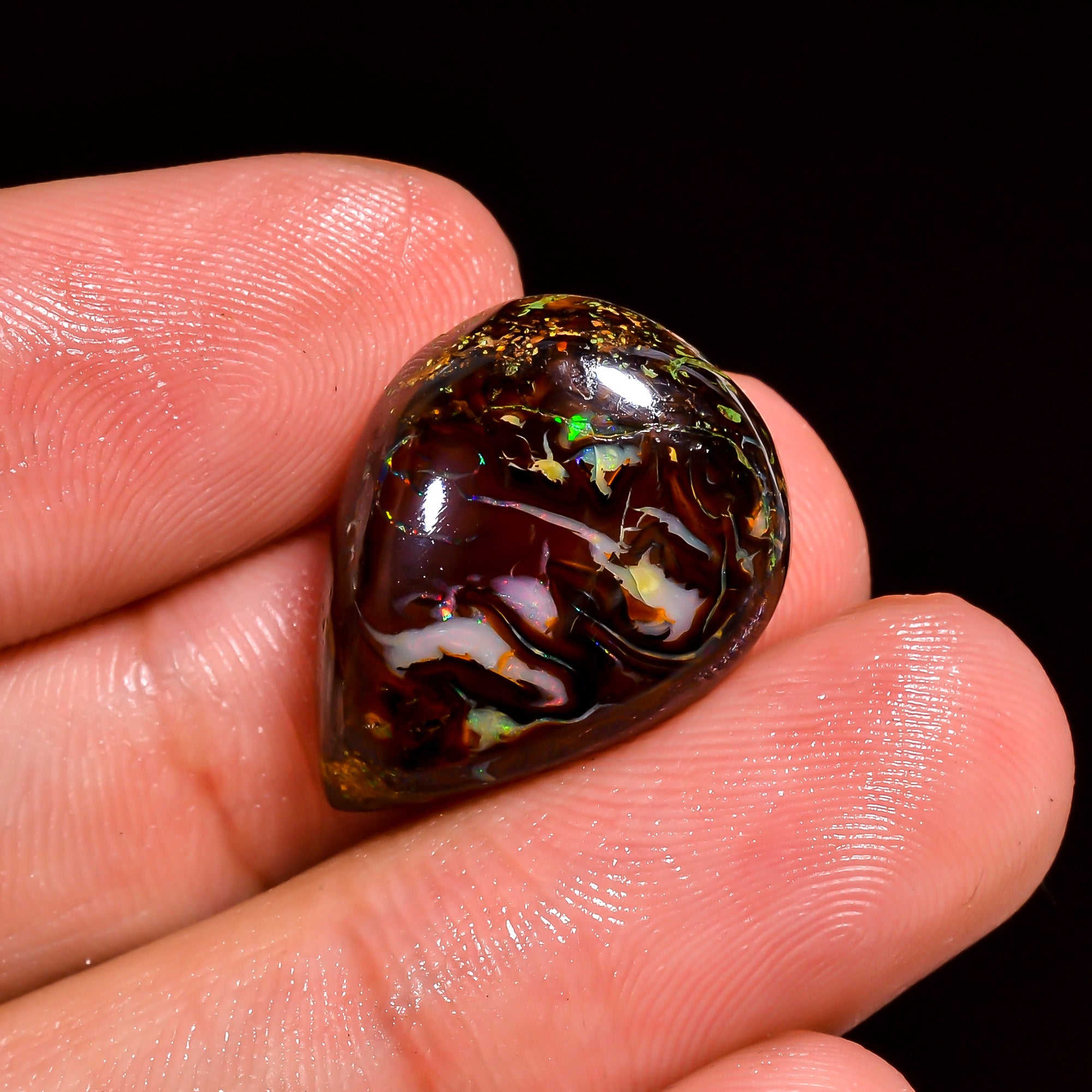 Boulder Opal Pear Shape Cabochon Loose Gemstone For Making Jewelry 18 Ct. 20X15X6 mm OP-892