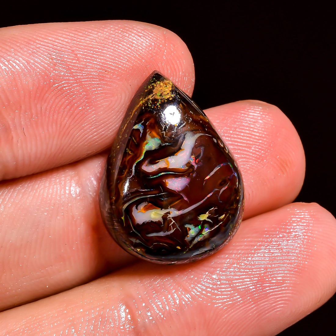 Boulder Opal Pear Shape Cabochon Loose Gemstone For Making Jewelry 18 Ct. 20X15X6 mm OP-892