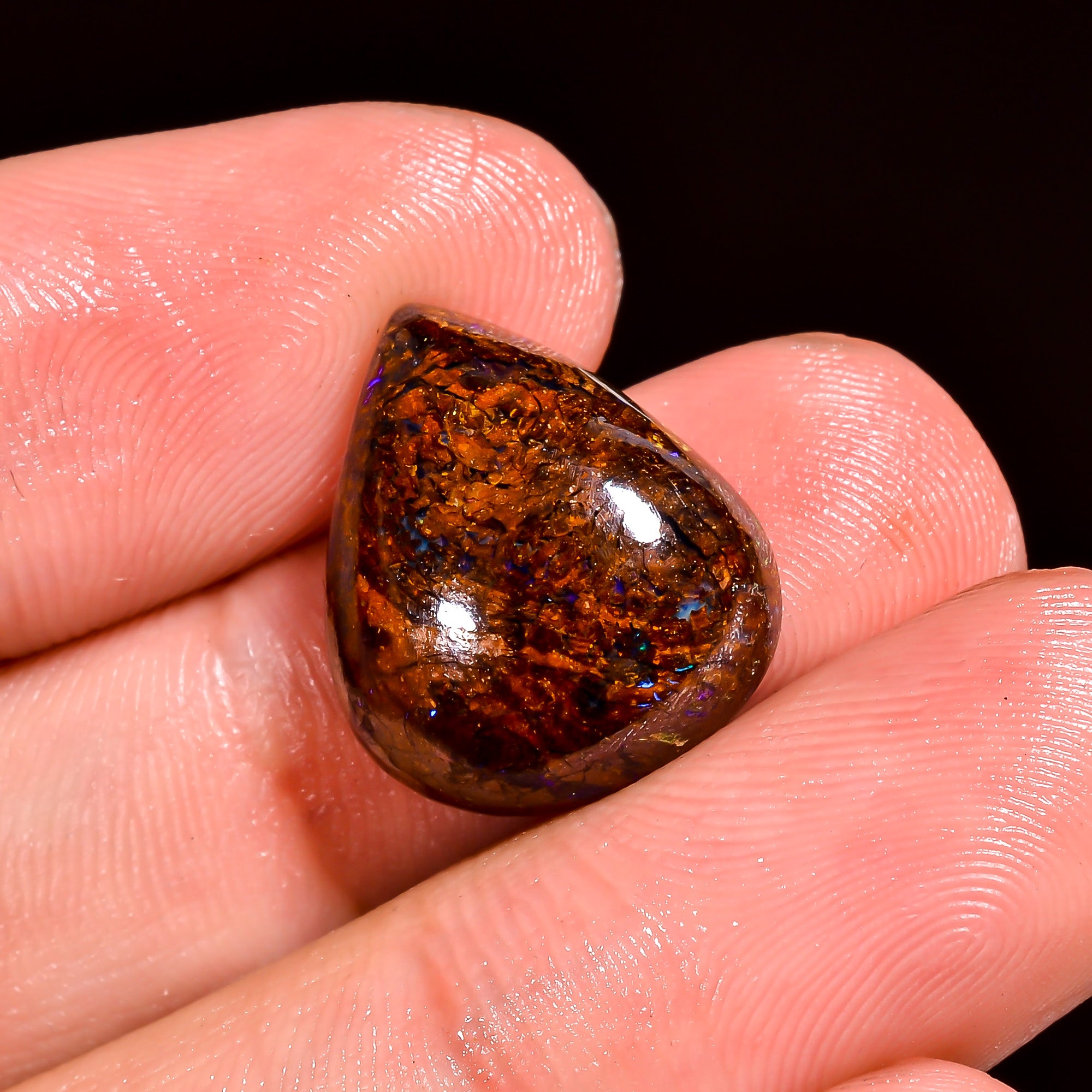 Boulder Opal Pear Shape Cabochon Loose Gemstone For Making Jewelry 12 Ct. 17X14X6 mm OP-893