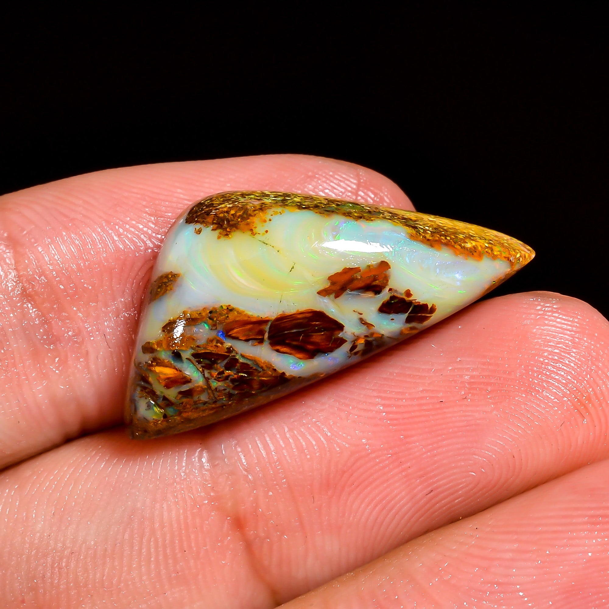 Boulder Opal Fancy Shape Cabochon Loose Gemstone For Making Jewelry 13.5 Ct. 26X12X7 mm OP-894