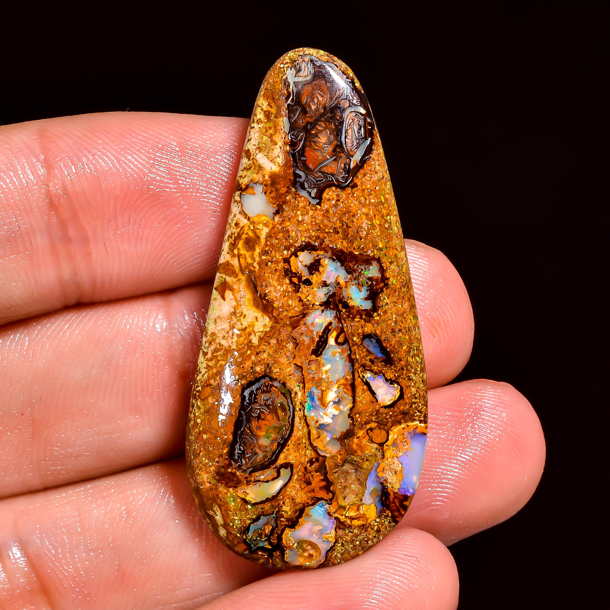 Boulder Opal Fancy Shape Cabochon Loose Gemstone For Making Jewelry 37 Ct. 42X19X6 mm OP-897