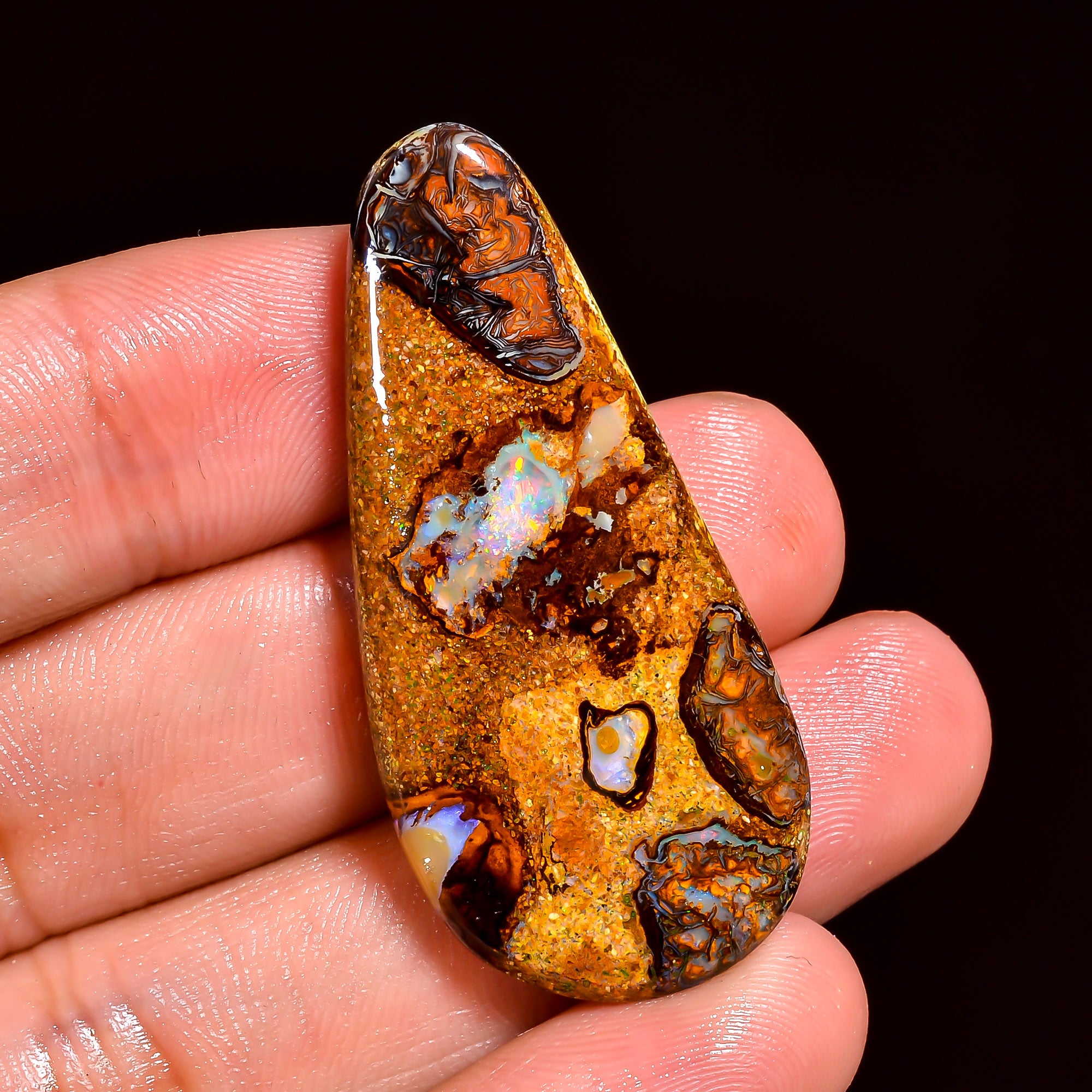 Boulder Opal Fancy Shape Cabochon Loose Gemstone For Making Jewelry 37 Ct. 42X19X6 mm OP-897