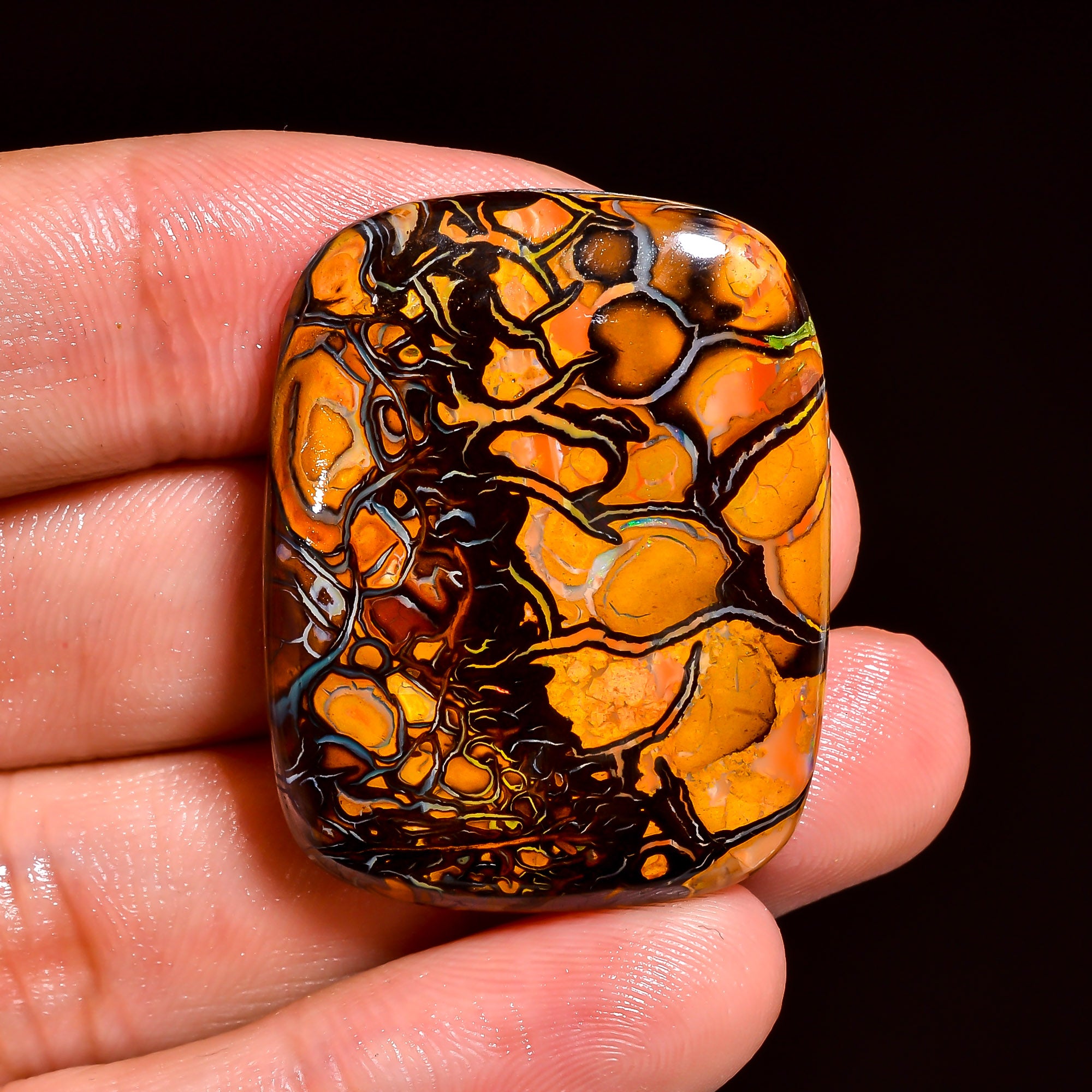 Boulder Opal Radiant Shape Cabochon Loose Gemstone For Making Jewelry 66 Ct. 34X26X7 mm OP-898