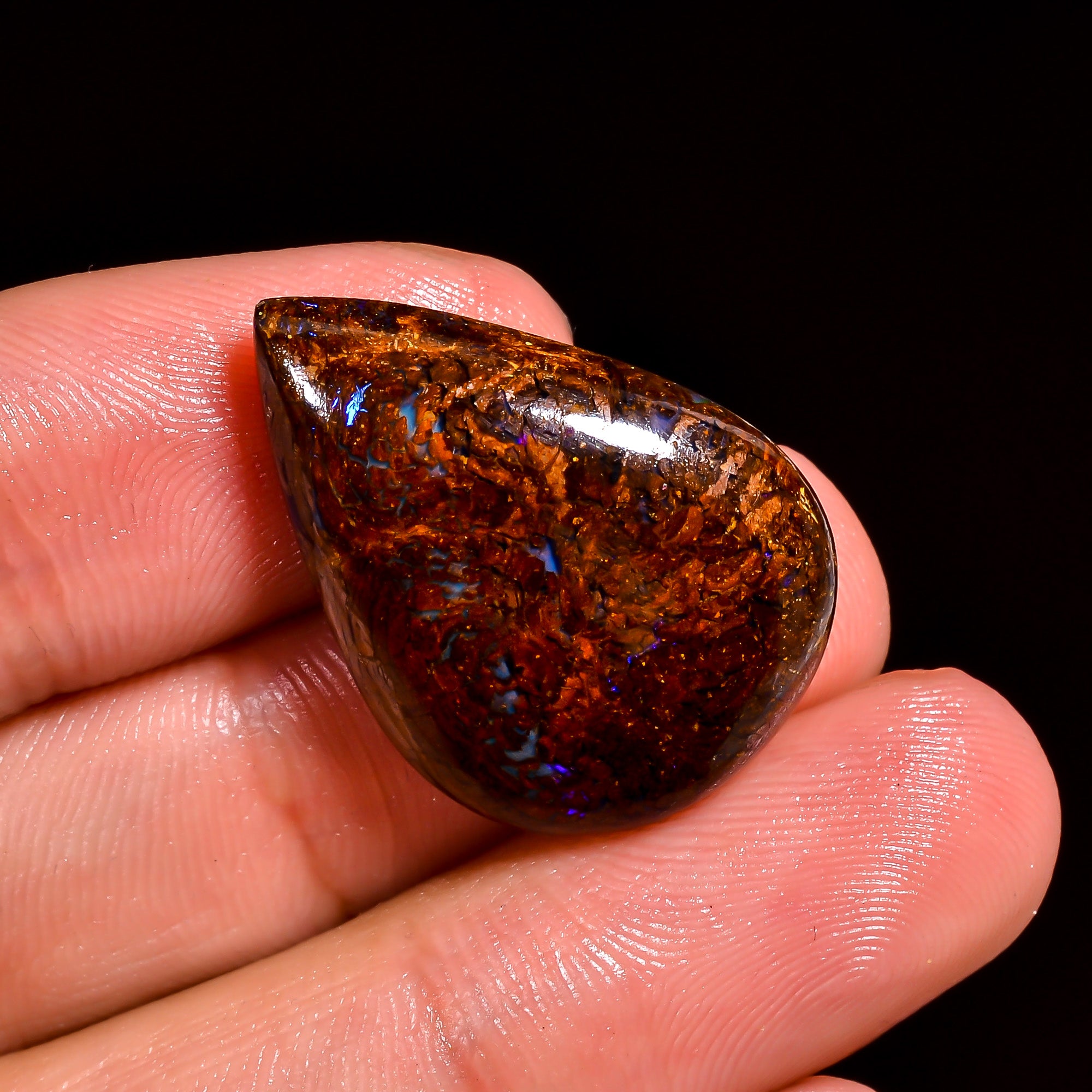 Boulder Opal Pear Shape Cabochon Loose Gemstone For Making Jewelry 22 Ct. 25X19X6 mm OP-899