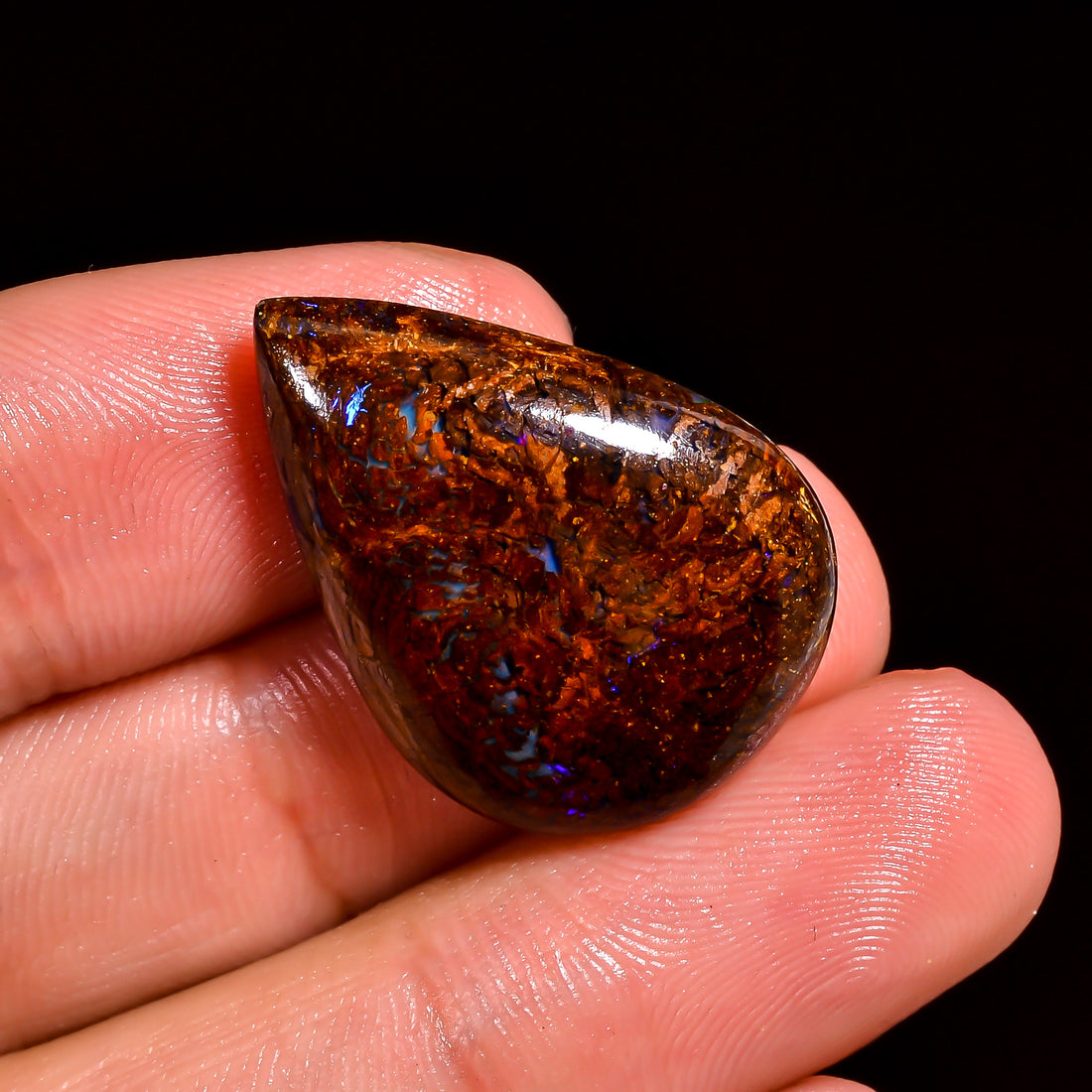 Boulder Opal Pear Shape Cabochon Loose Gemstone For Making Jewelry 22 Ct. 25X19X6 mm OP-899
