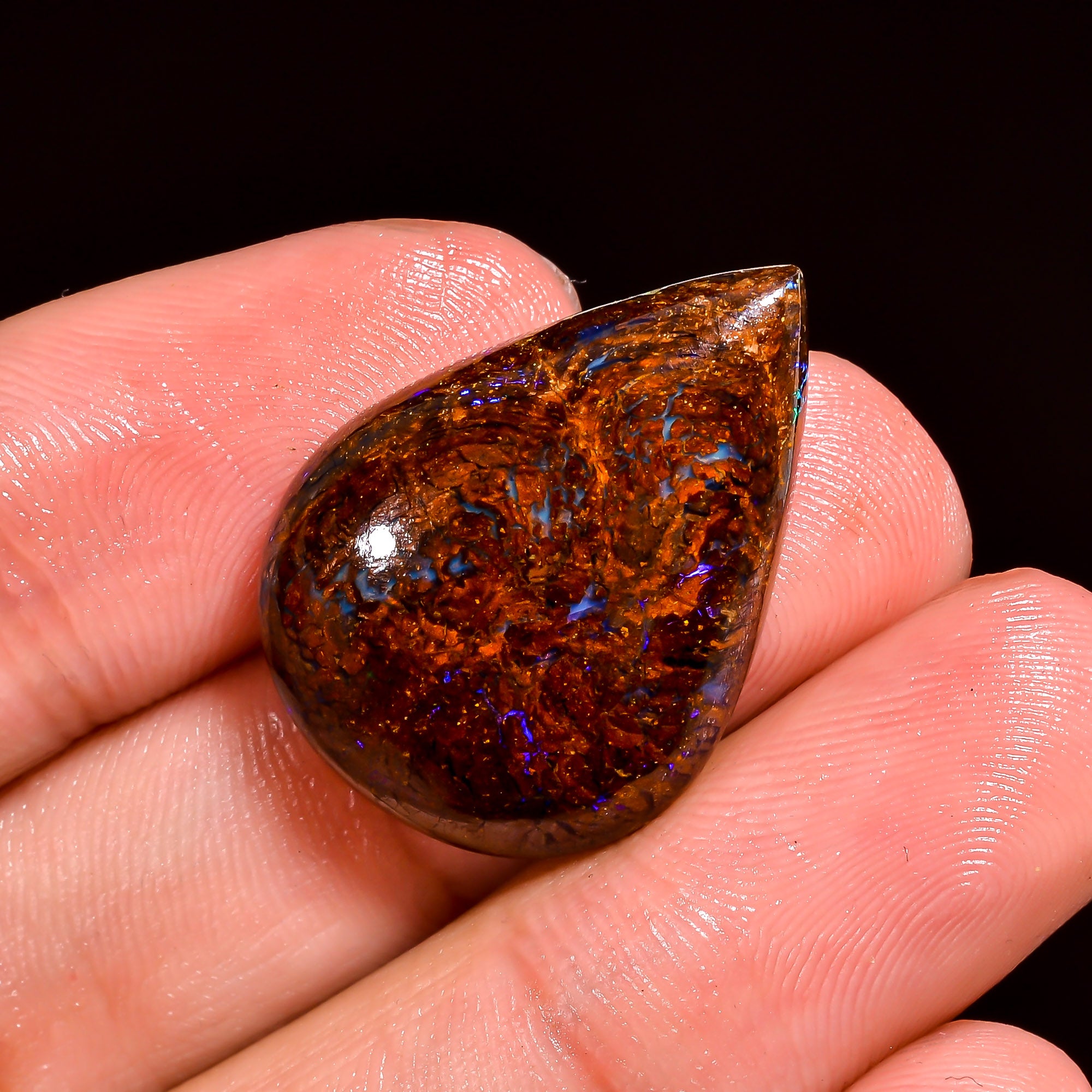Boulder Opal Pear Shape Cabochon Loose Gemstone For Making Jewelry 22 Ct. 25X19X6 mm OP-899