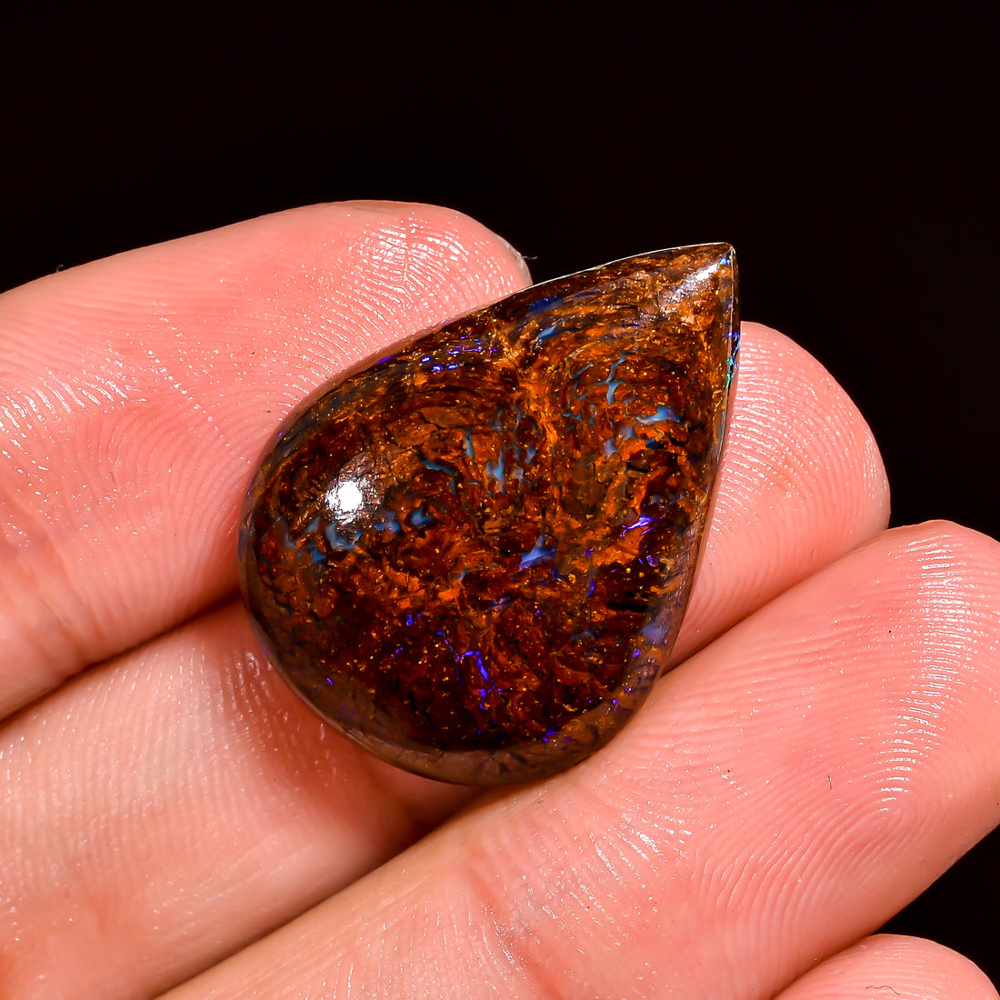 Boulder Opal Pear Shape Cabochon Loose Gemstone For Making Jewelry 22 Ct. 25X19X6 mm OP-899