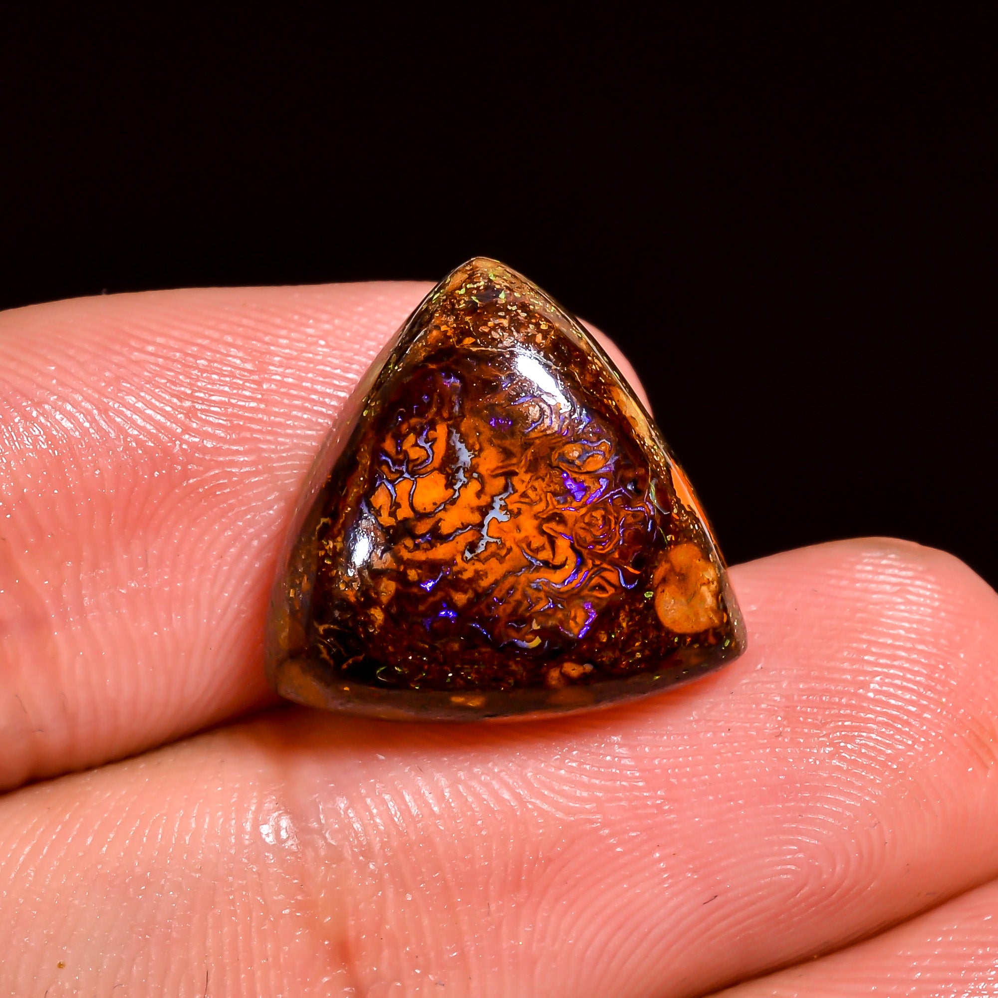Boulder Opal Trillion Shape Cabochon Loose Gemstone For Making Jewelry 10.5 Ct. 15X14X6 mm OP-901