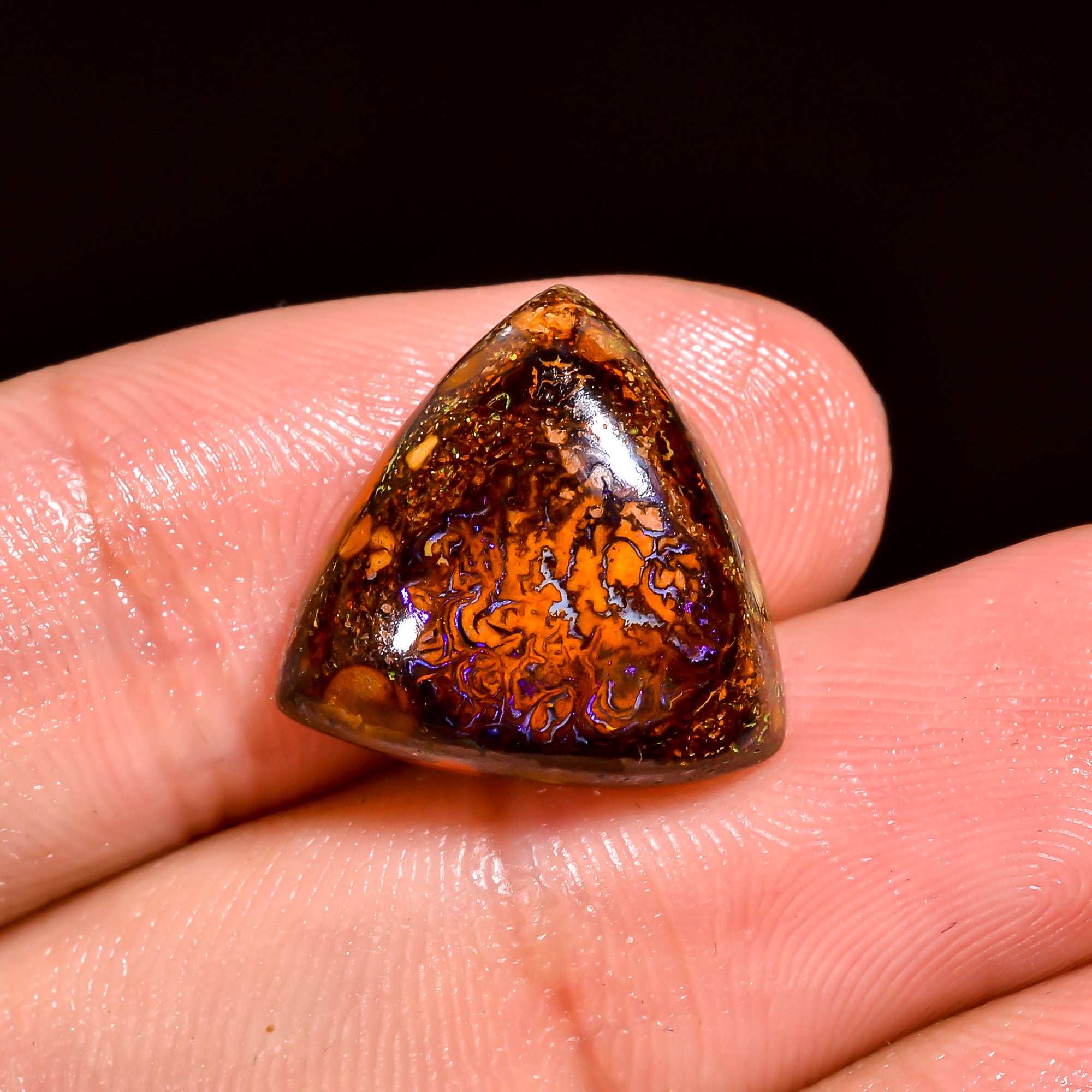 Boulder Opal Trillion Shape Cabochon Loose Gemstone For Making Jewelry 10.5 Ct. 15X14X6 mm OP-901