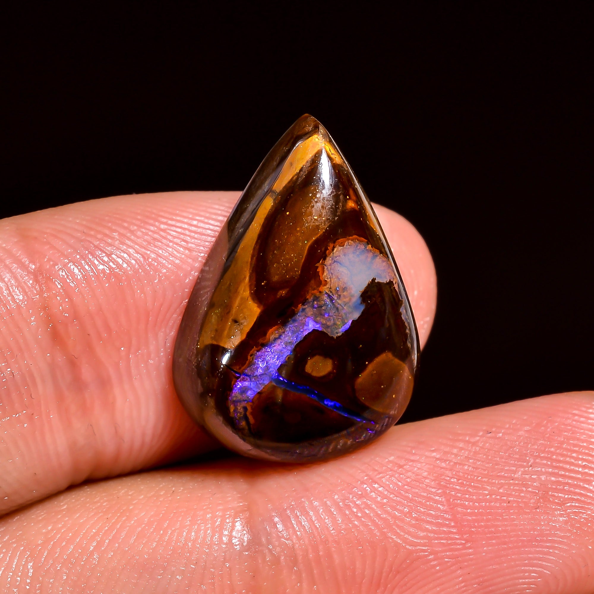 Boulder Opal Pear Shape Cabochon Loose Gemstone For Making Jewelry 15 Ct. 19X13X6 mm OP-902