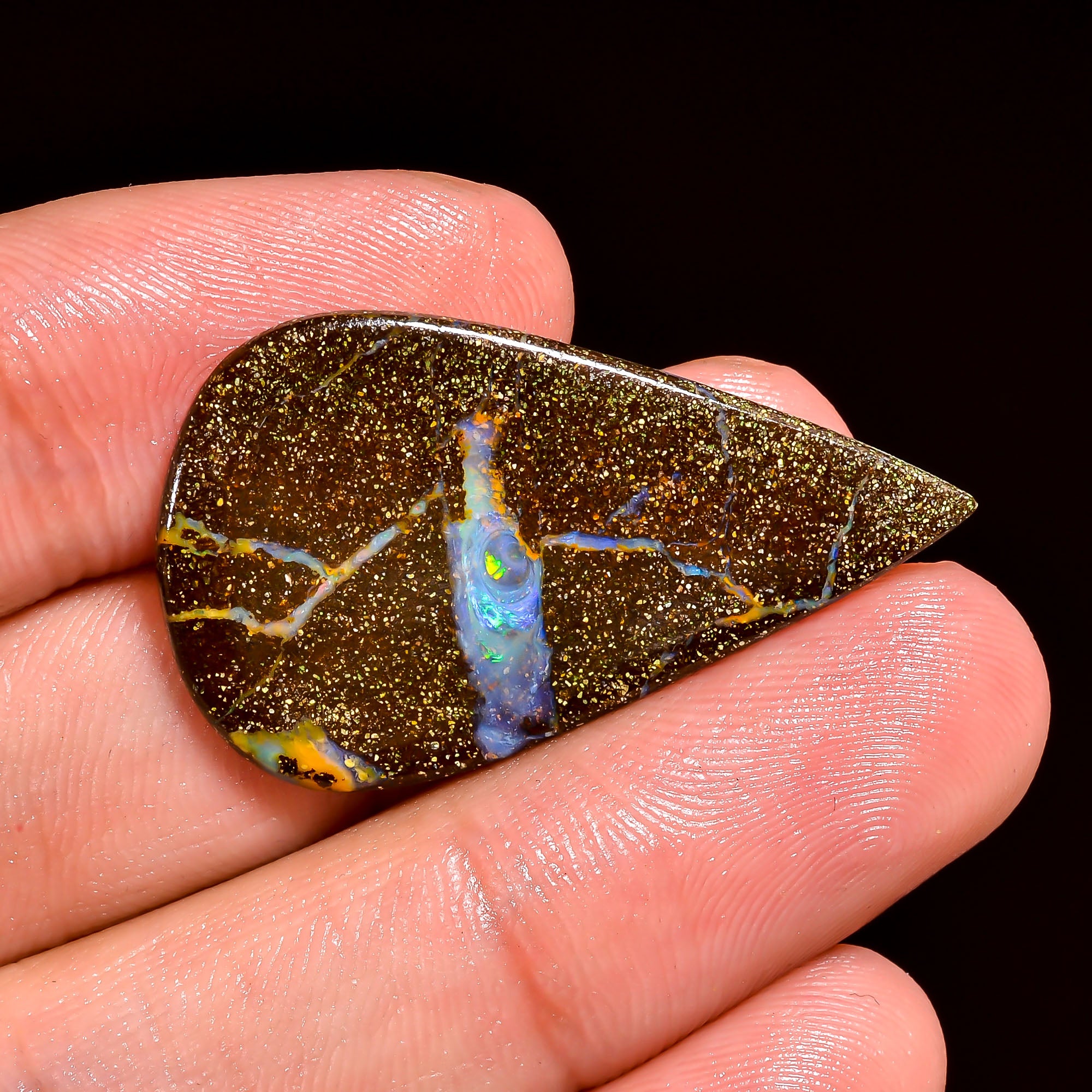 Boulder Opal Pear Shape Cabochon Loose Gemstone For Making Jewelry 9 Ct. 33X19X2 mm OP-903