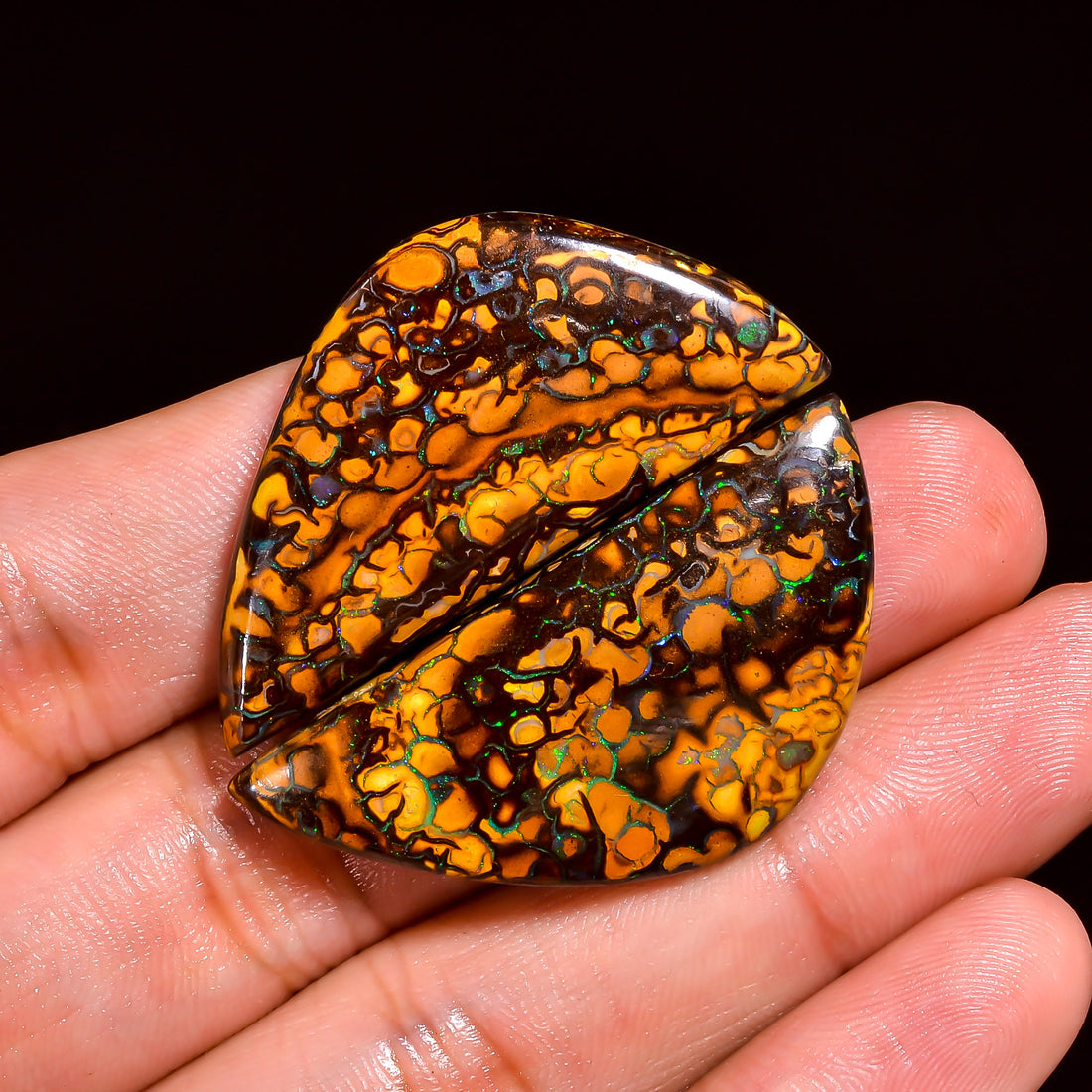 Boulder Opal Fancy Shape Cabochon Loose Gemstone Pair For Making Earrings 68.5 Ct. 40X19X5 MM OP-905