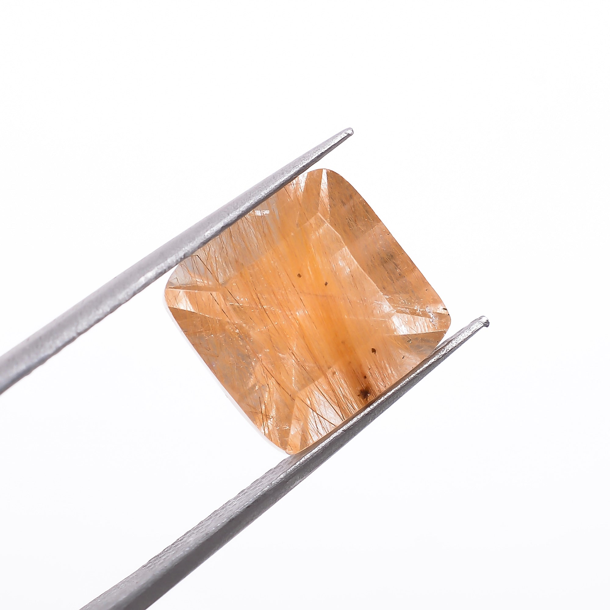 Natural Copper Rutile Quartz Cushion Shape Cut Stone Loose Gemstone For Making Jewelry 6 Ct 10X10X8 mm S-1160