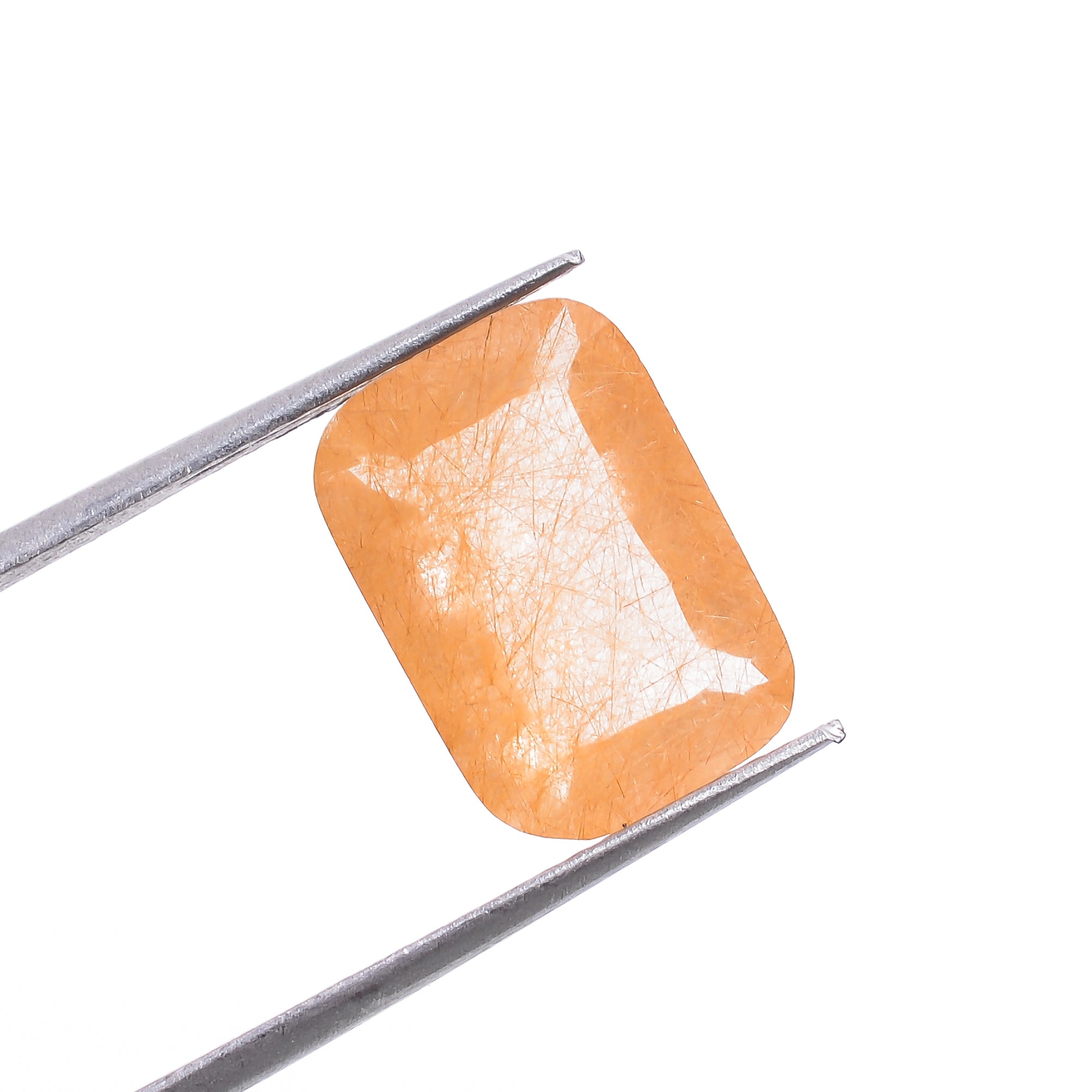 Natural Copper Rutile Quartz Radiant Shape Cut Stone Loose Gemstone For Making Jewelry 3 Ct 11X8X4 mm S-1161