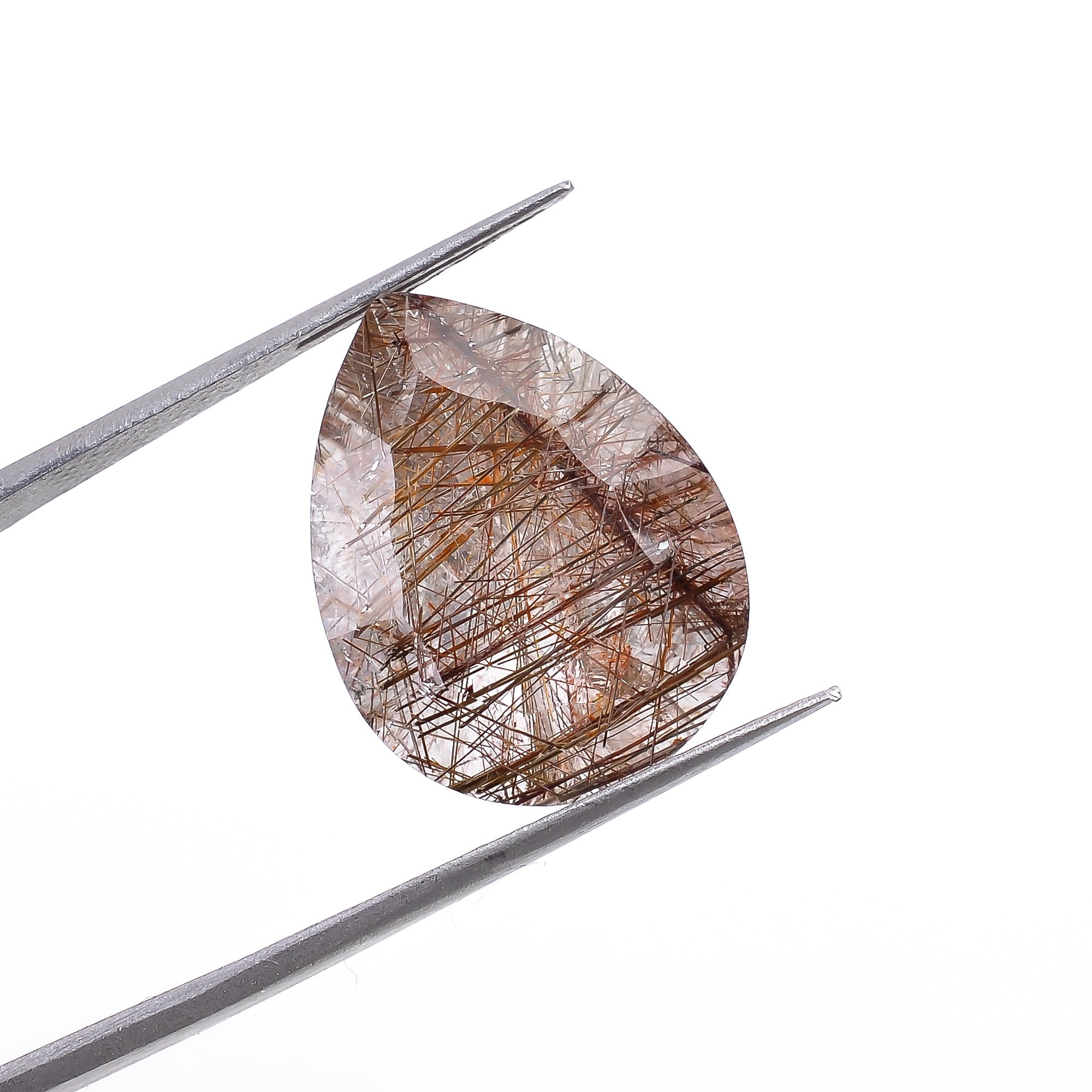 Natural Copper Rutile Quartz Pear Shape Cut Stone Loose Gemstone For Making Jewelry 11.5 Ct. 17X13X11 mm S-1166