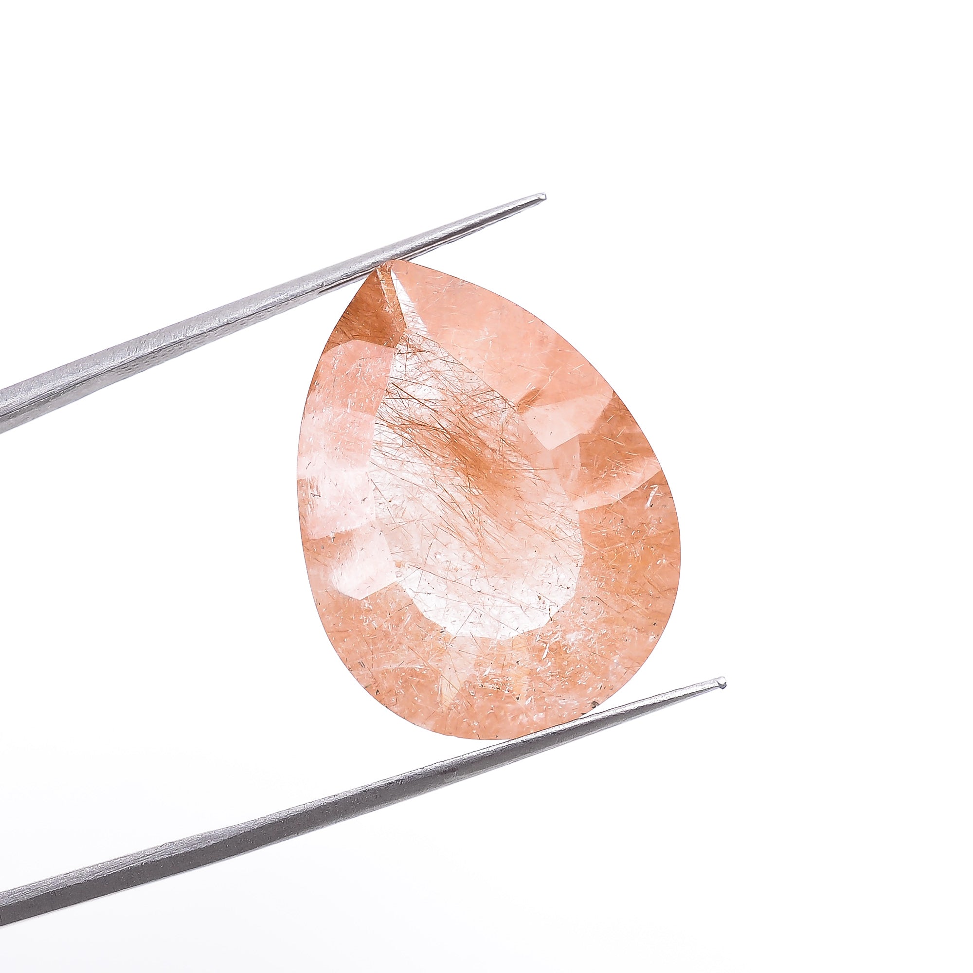 Natural Copper Rutile Quartz Pear Shape Cut Stone Loose Gemstone For Making Jewelry 12.5 Ct. 20X15X8 mm S-1174