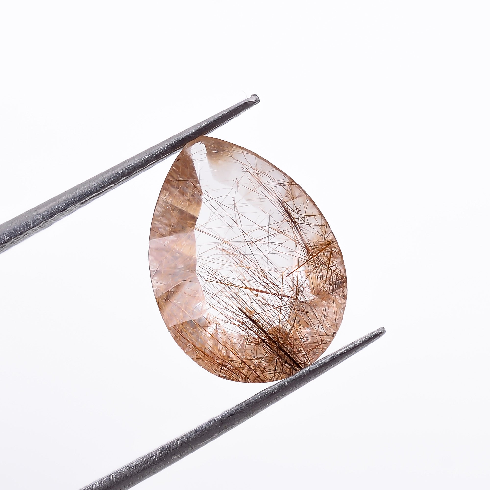 Natural Copper Rutile Quartz Pear Shape Cut Stone Loose Gemstone For Making Jewelry 2.5 Ct. 12X9X5 mm S-1185