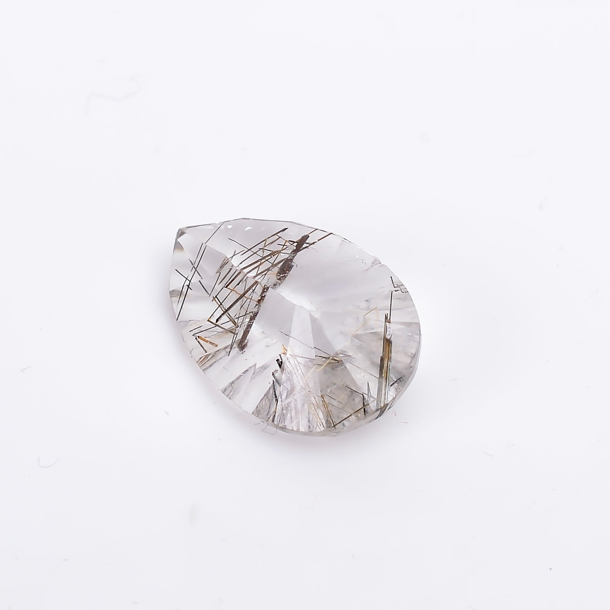 Natural Black Rutile Quartz Pear Shape Faceted Loose Gemstone For Making Jewelry 6 Ct. 18X11X6 mm S-1188
