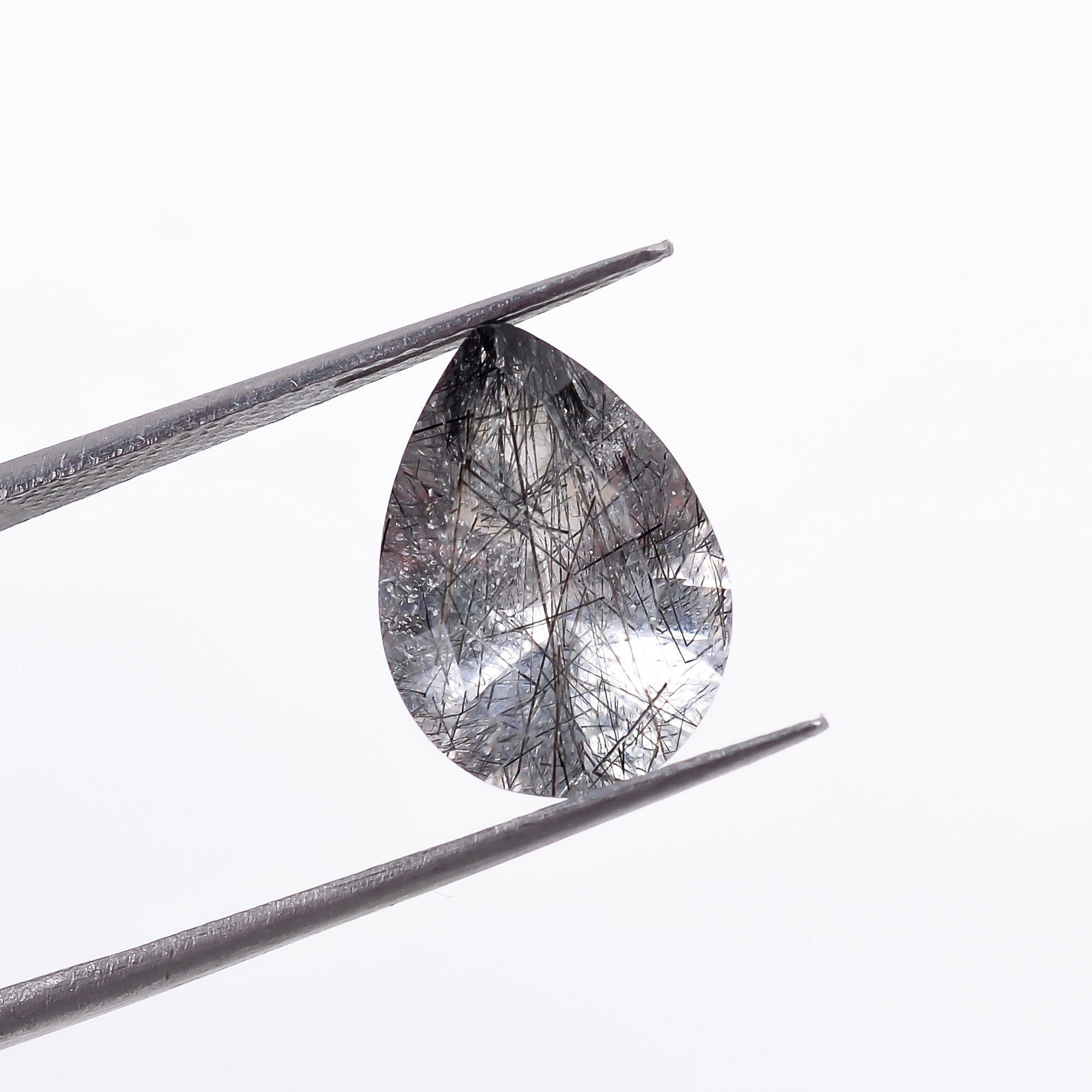 Natural Black Rutile Quartz Pear Shape Cut Stone Loose Gemstone For Making Jewelry 3.5 Ct 13X9X6mm S-1196