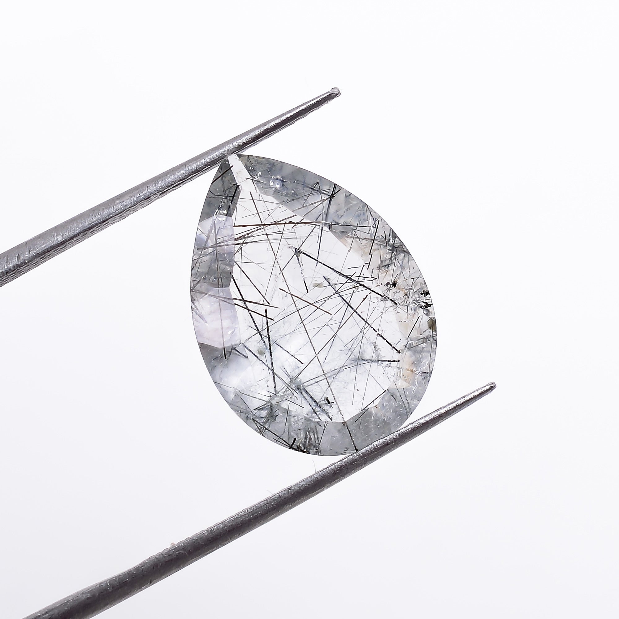 Natural Black Rutile Quartz Pear Shape Cut Stone Loose Gemstone For Making Jewelry 5 Ct. 16X11X5 mm S-1198