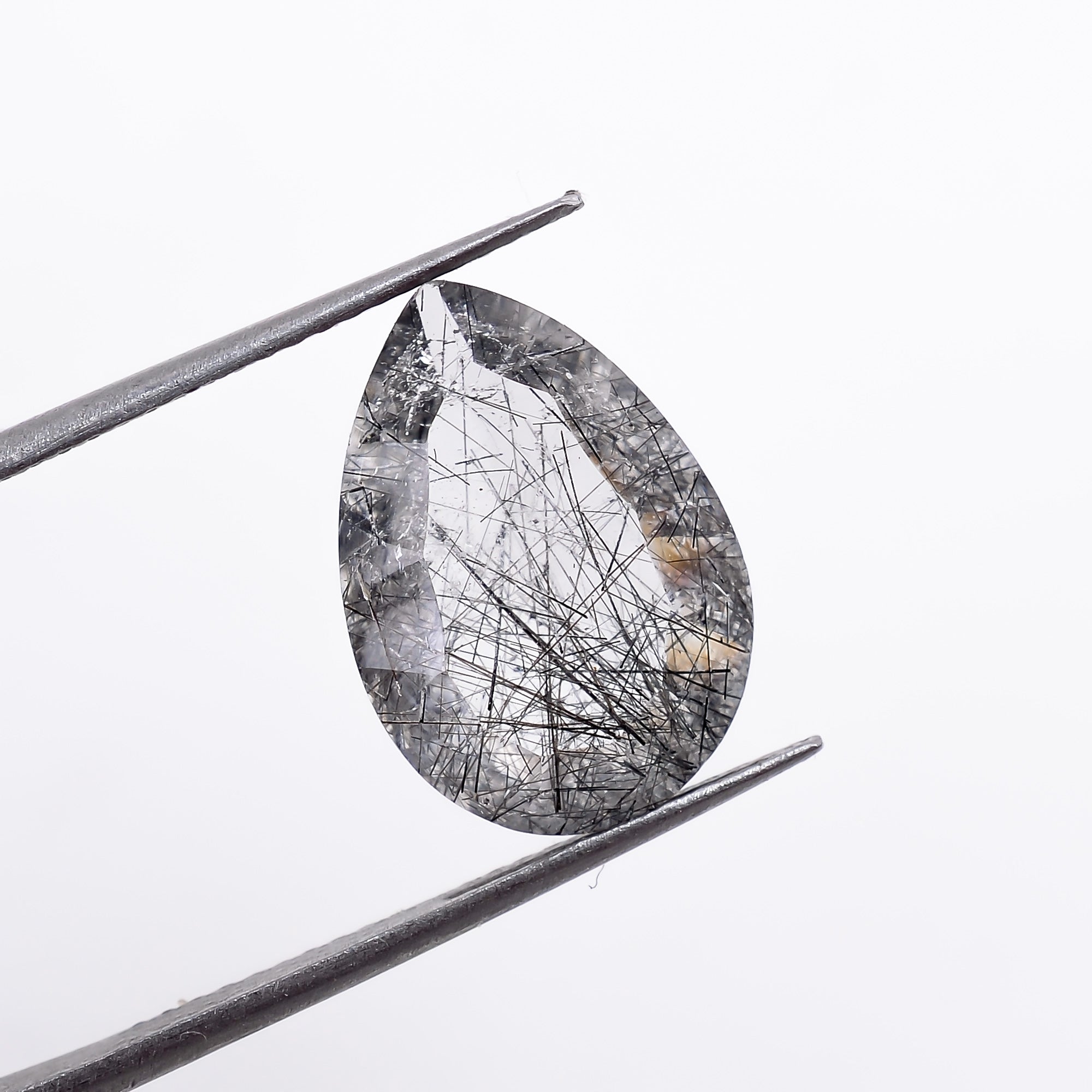Natural Black Rutile Quartz Pear Shape Cut Stone Loose Gemstone For Making Jewelry 4 Ct. 14X10X5 mm S-1199