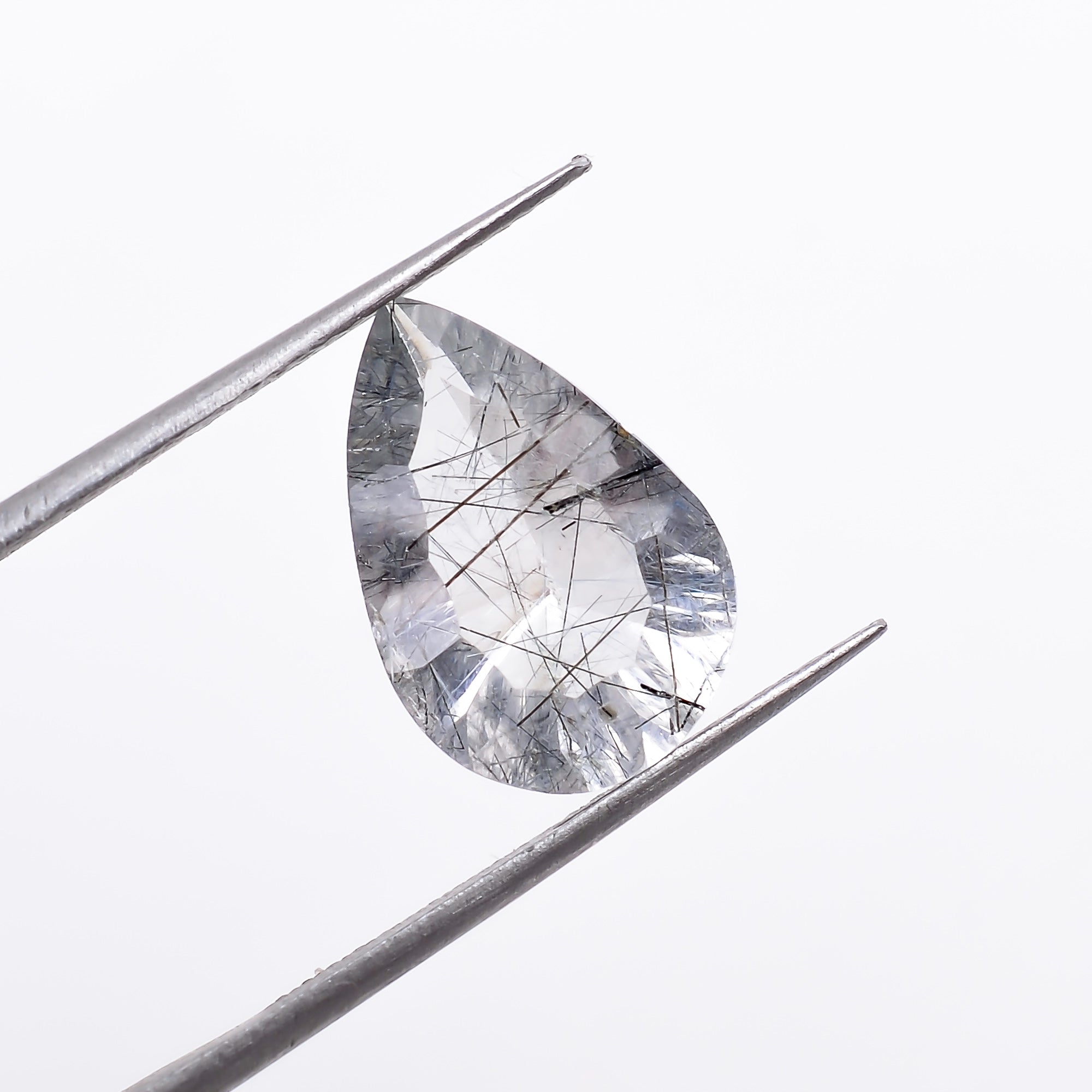 Natural Black Rutile Quartz Pear Shape Cut Stone Loose Gemstone For Making Jewelry 3.5 Ct. 14X9X6 mm S-1200