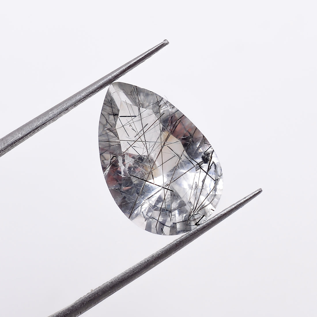Natural Black Rutile Quartz Pear Shape Cut Stone Loose Gemstone For Making Jewelry 5 Ct. 15X10X7 mm S-1211