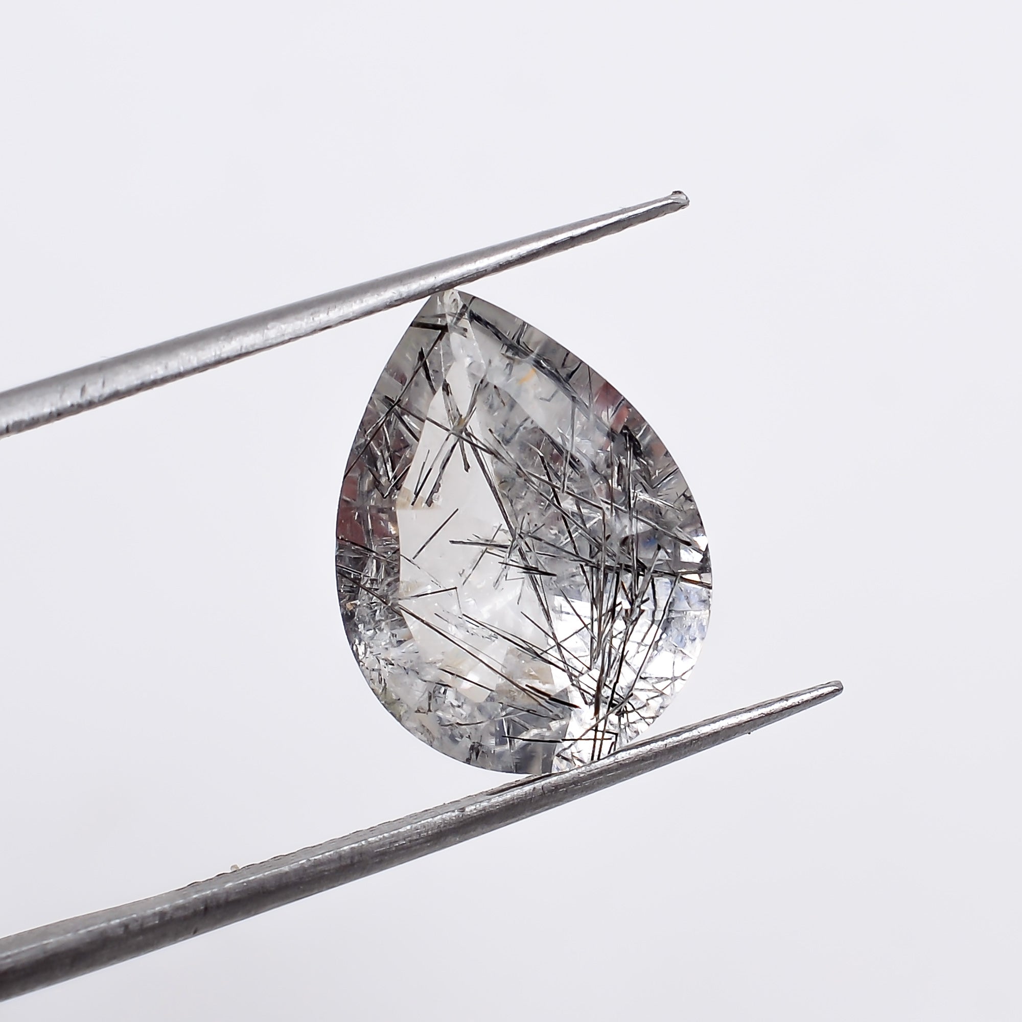 Natural Black Rutile Quartz Pear Shape Cut Stone Loose Gemstone For Making Jewelry 4.5 Ct 13X10X7 mm S-1212
