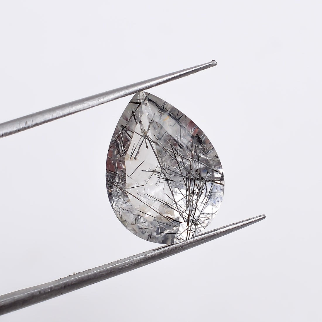 Natural Black Rutile Quartz Pear Shape Cut Stone Loose Gemstone For Making Jewelry 4.5 Ct 13X10X7 mm S-1212