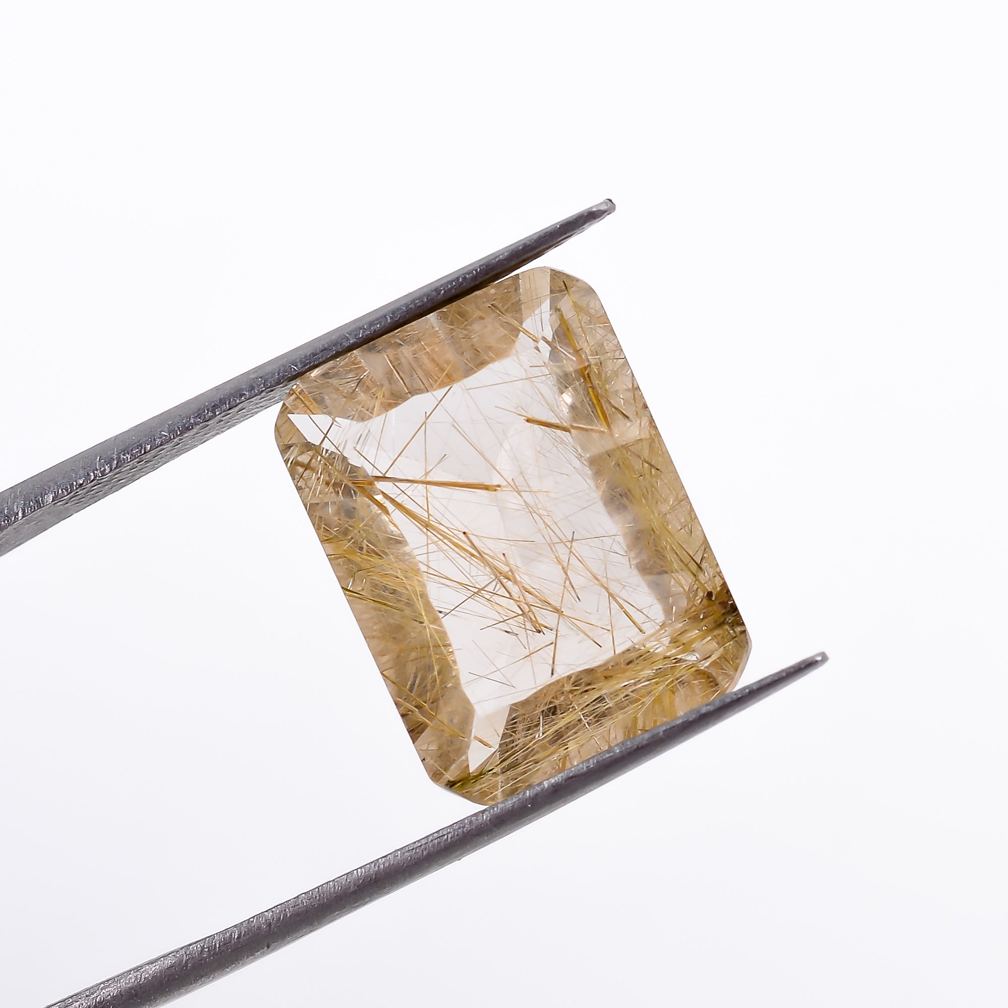 Natural Golden Rutile Quartz Radiant Shape Cut Stone Loose Gemstone For Making Jewelry 6.5 Ct. 14X11X6 mm S-1217