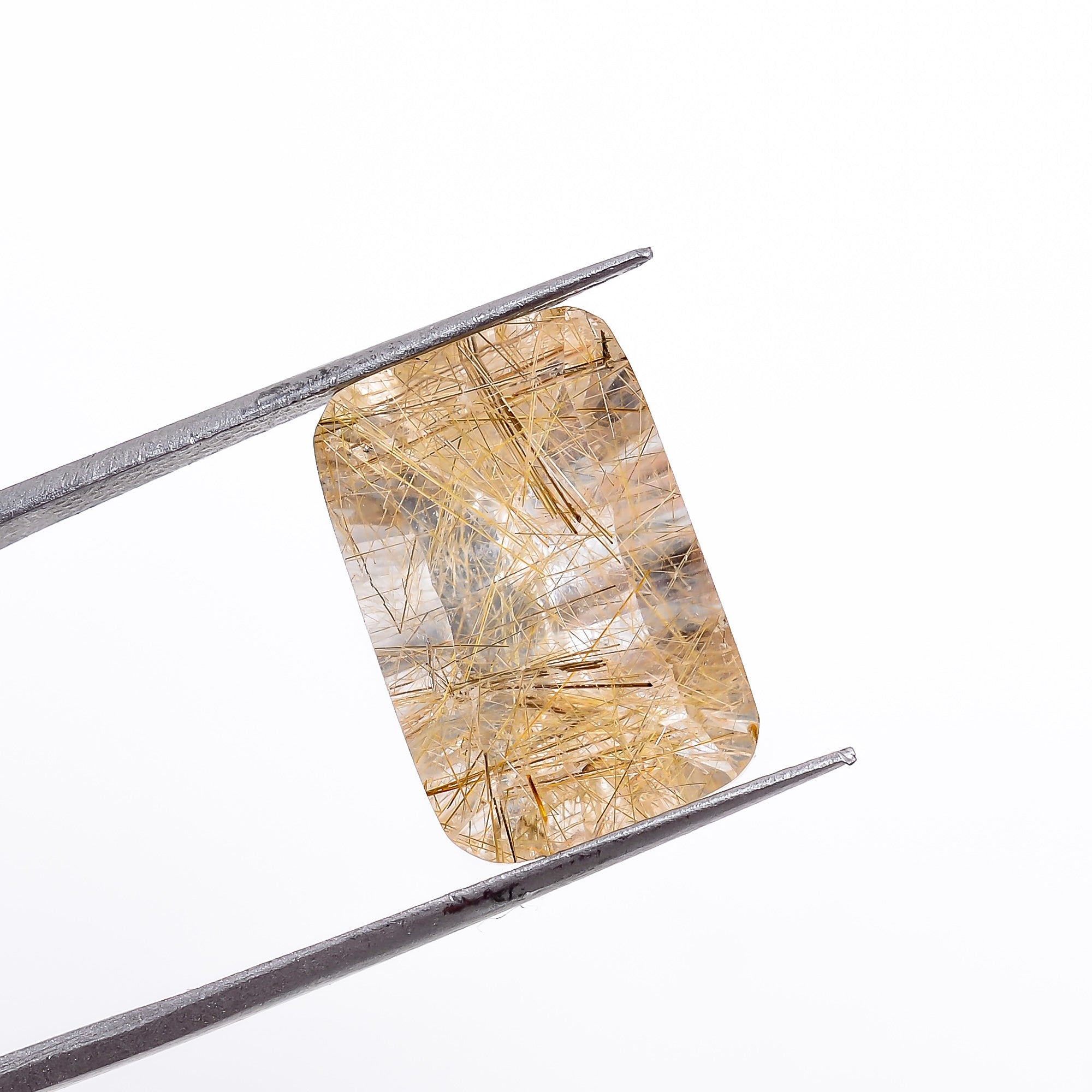 Natural Golden Rutile Quartz Radiant Shape Cut Stone Loose Gemstone For Making Jewelry 8 Ct 15X10X7mm S-1221