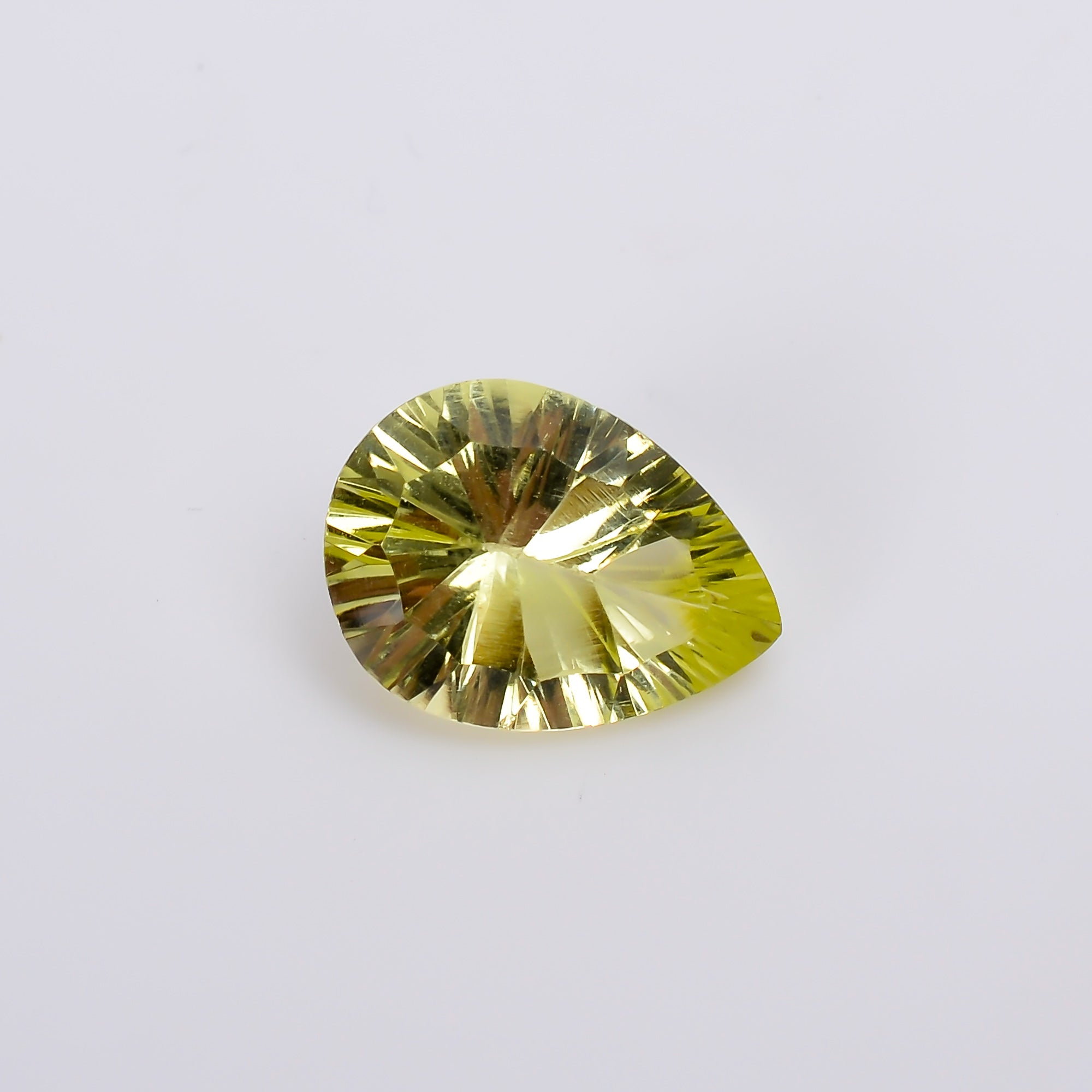 Natural Lemon Quartz Pear Shape Concave Stone Loose Gemstone For Making Jewelry 4.5 Ct. 14X10X6 mm S-1235
