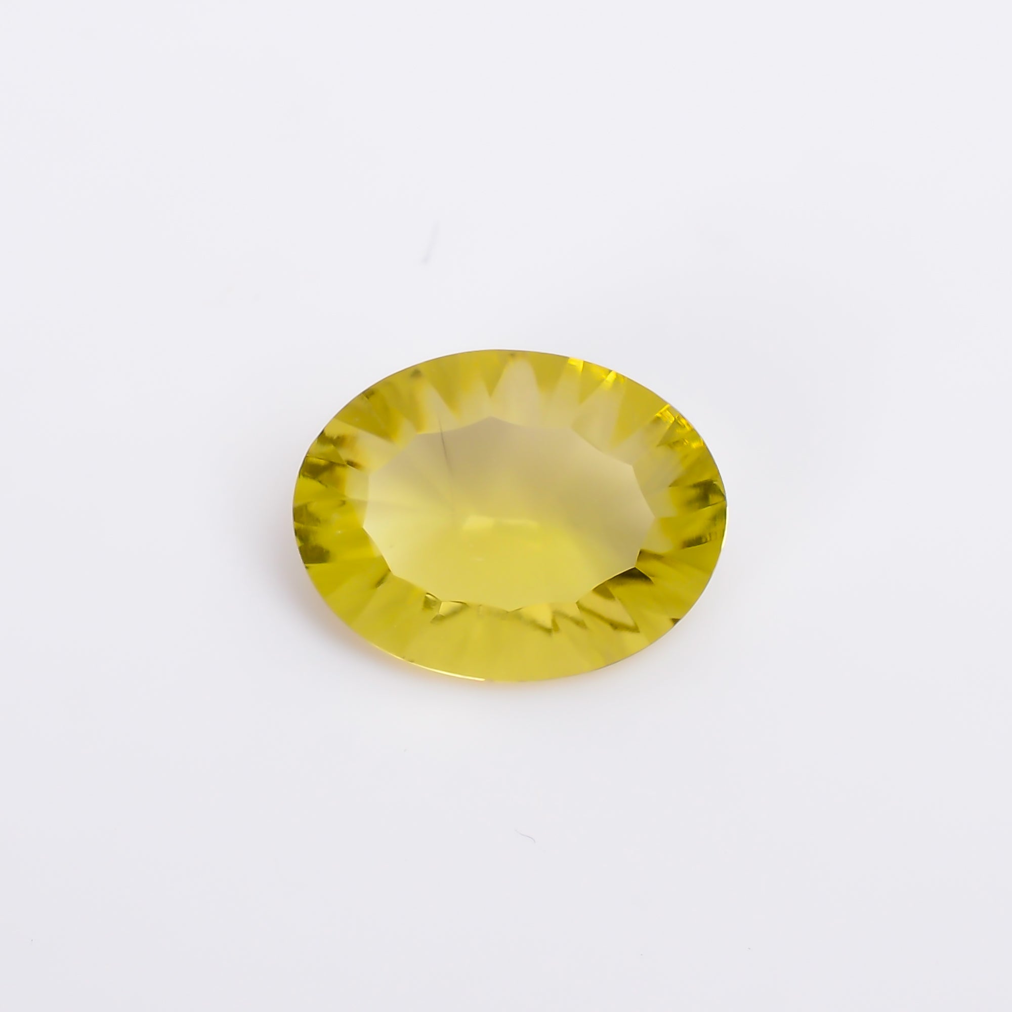 Natural Lemon Quartz Oval Shape Concave Stone Loose Gemstone For Making Jewelry 4.5 Ct. 14X11X5 mm S-1236