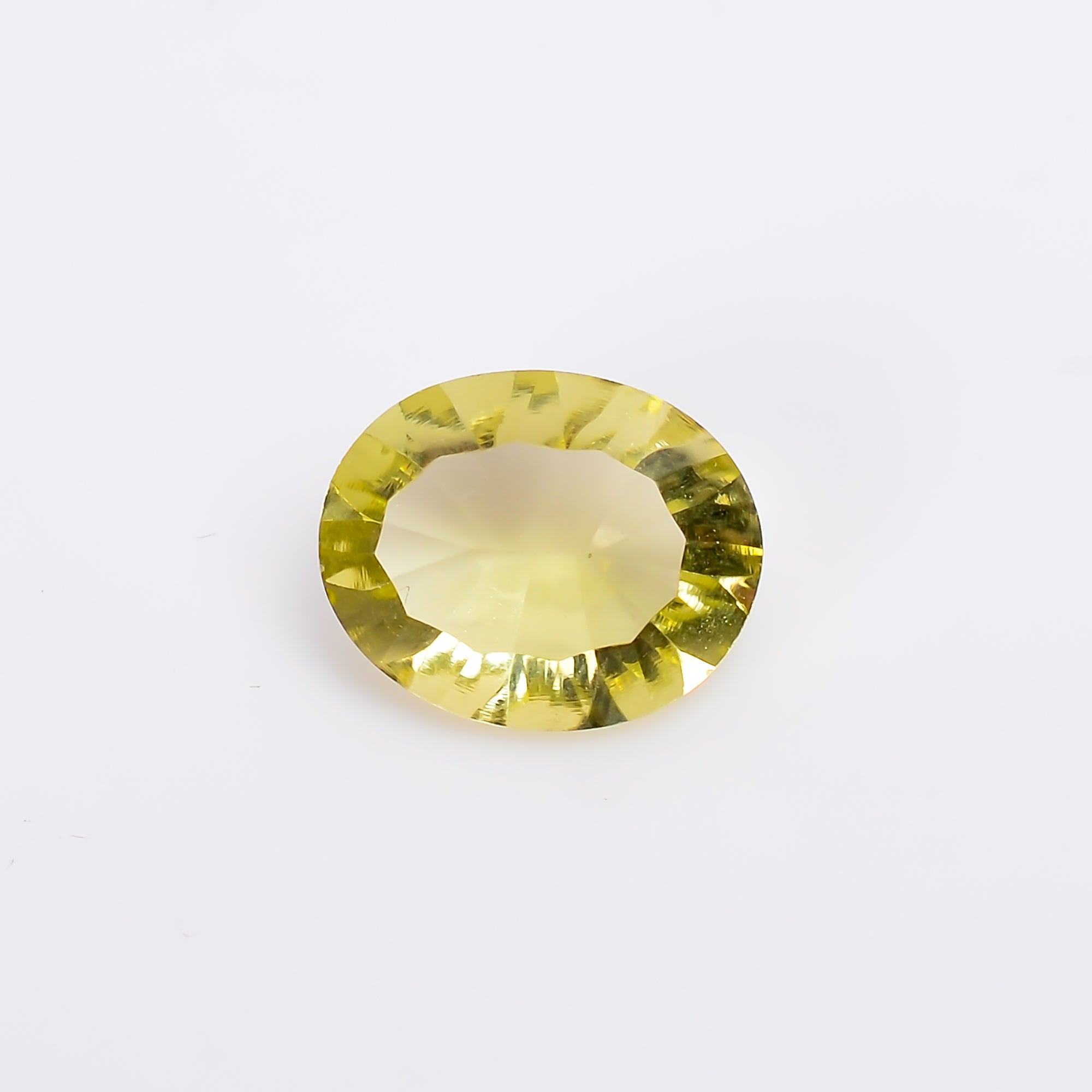 Natural Lemon Quartz Oval Shape Concave Stone Loose Gemstone For Making Jewelry 3.5 Ct. 12X10X5 mm S-1237