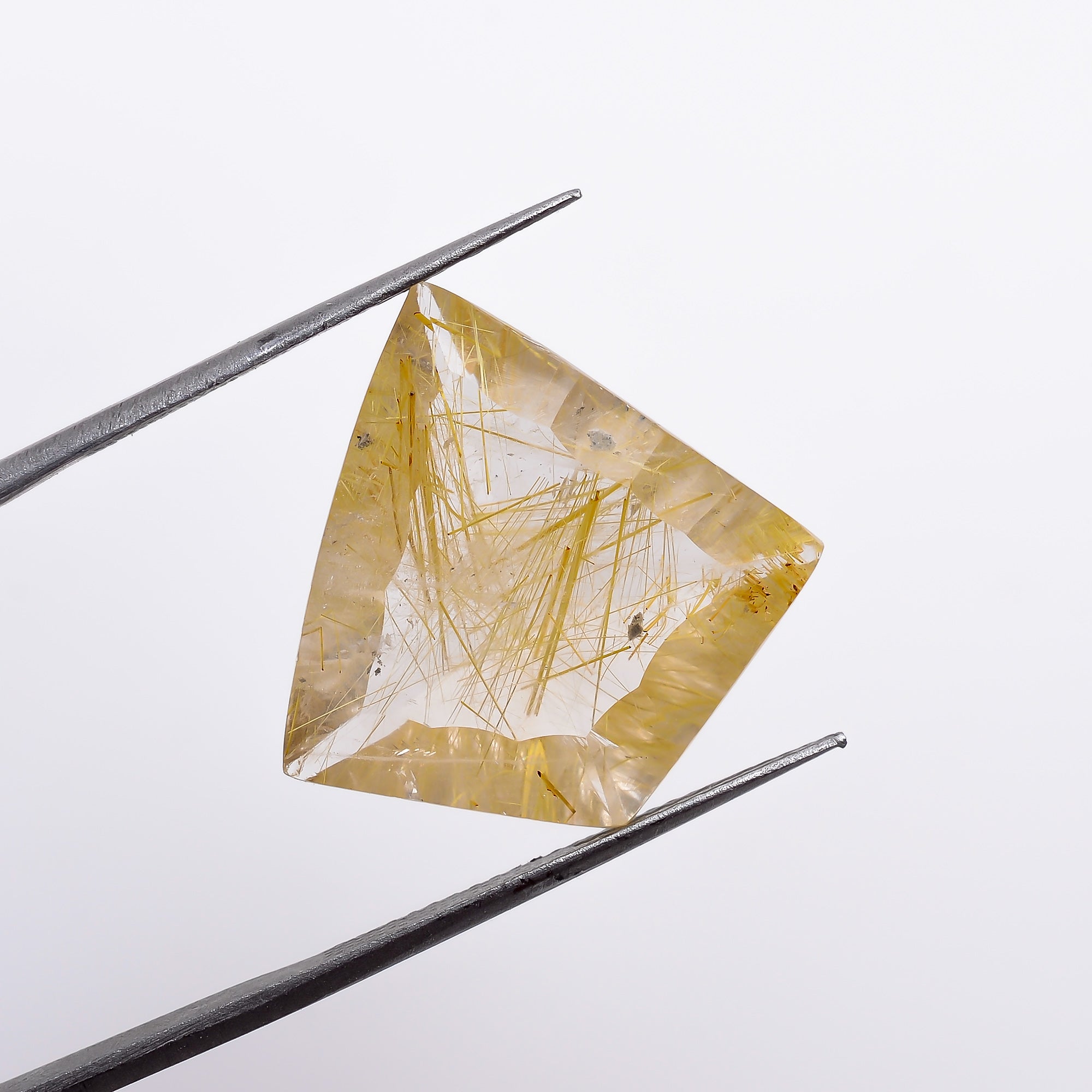 Natural Golden Rutile Quartz Shield Shape Cut Stone Loose Gemstone For Making Jewelry 11 Ct 20X20X8mm S-1267