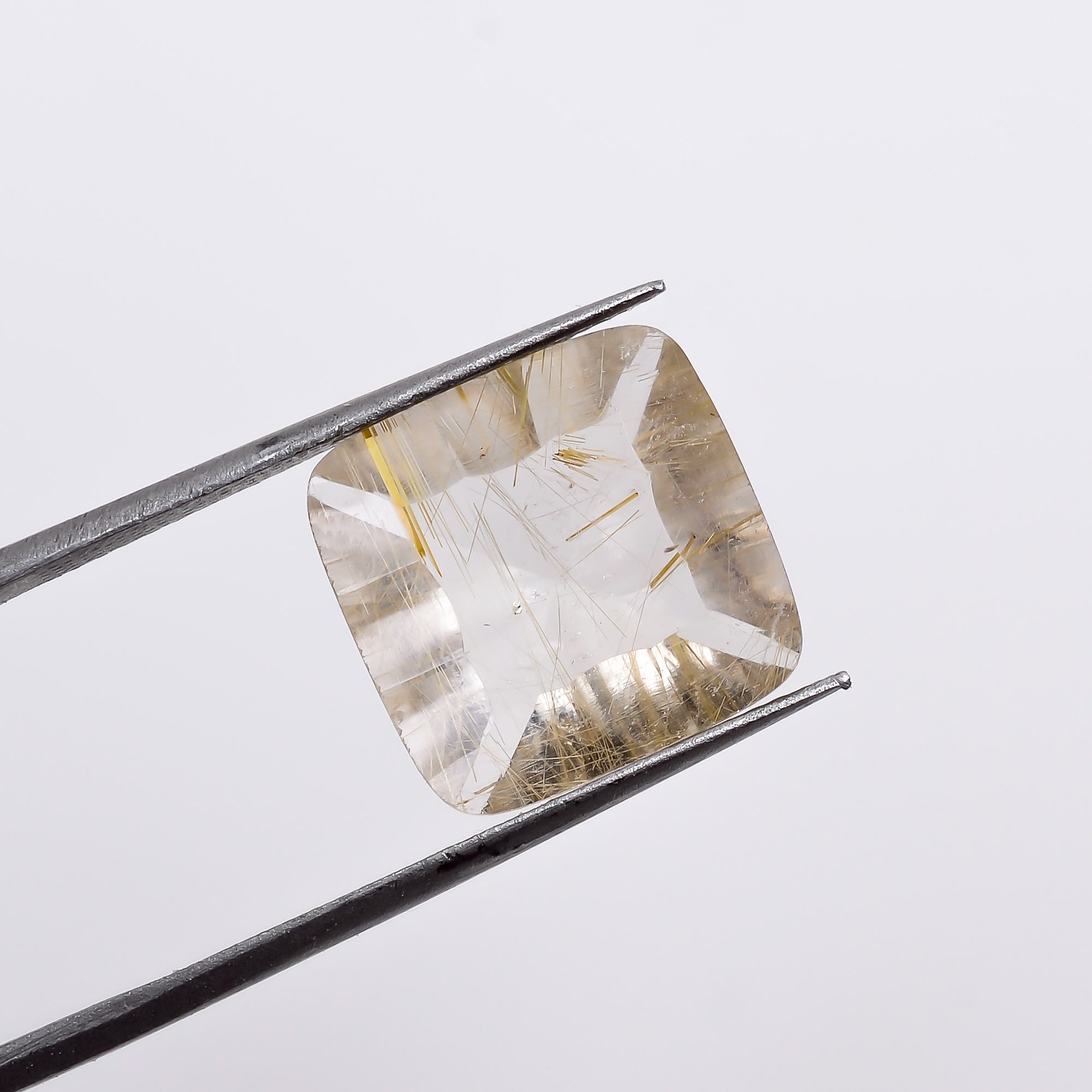 Natural Golden Rutile Quartz Cushion Shape Cut Stone Loose Gemstone For Making Jewelry 5.5 Ct 12X12X6mm S1276