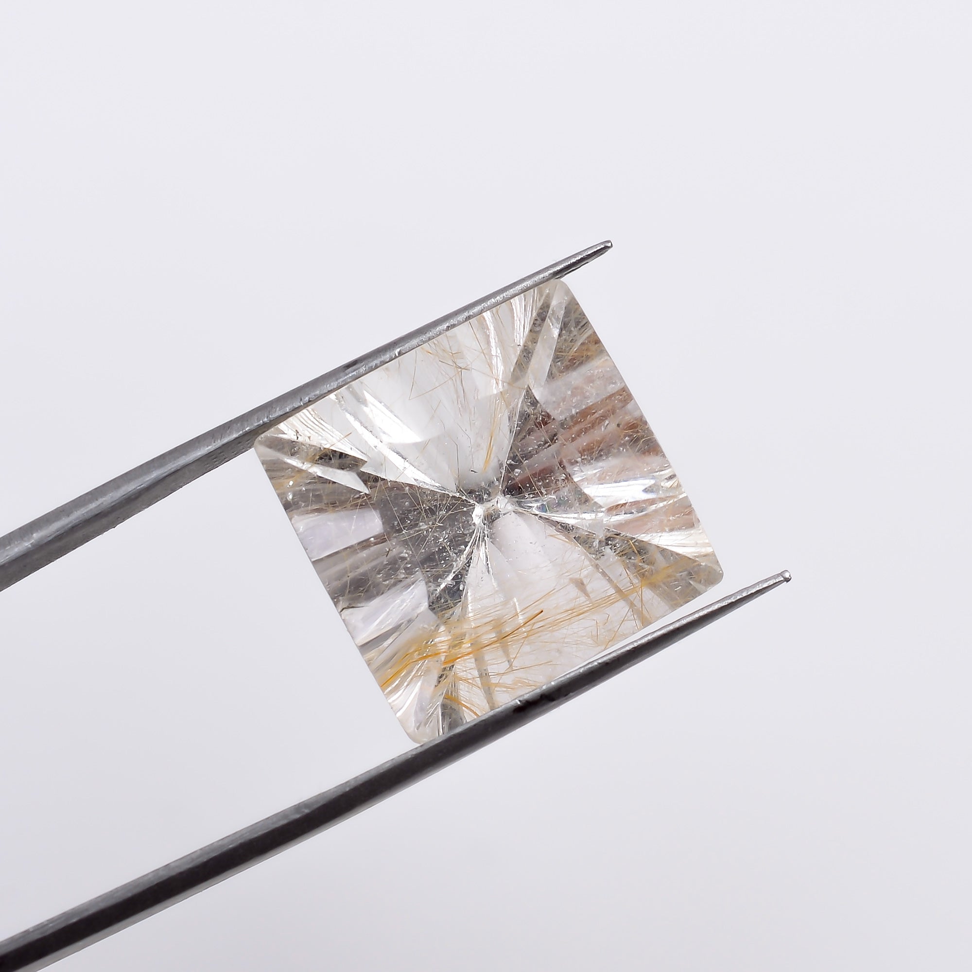 Natural Crystal Rutile Square Shape Cut Stone Loose Gemstone For Making Jewelry 14.5 Ct 15X15X11 mm S-1295