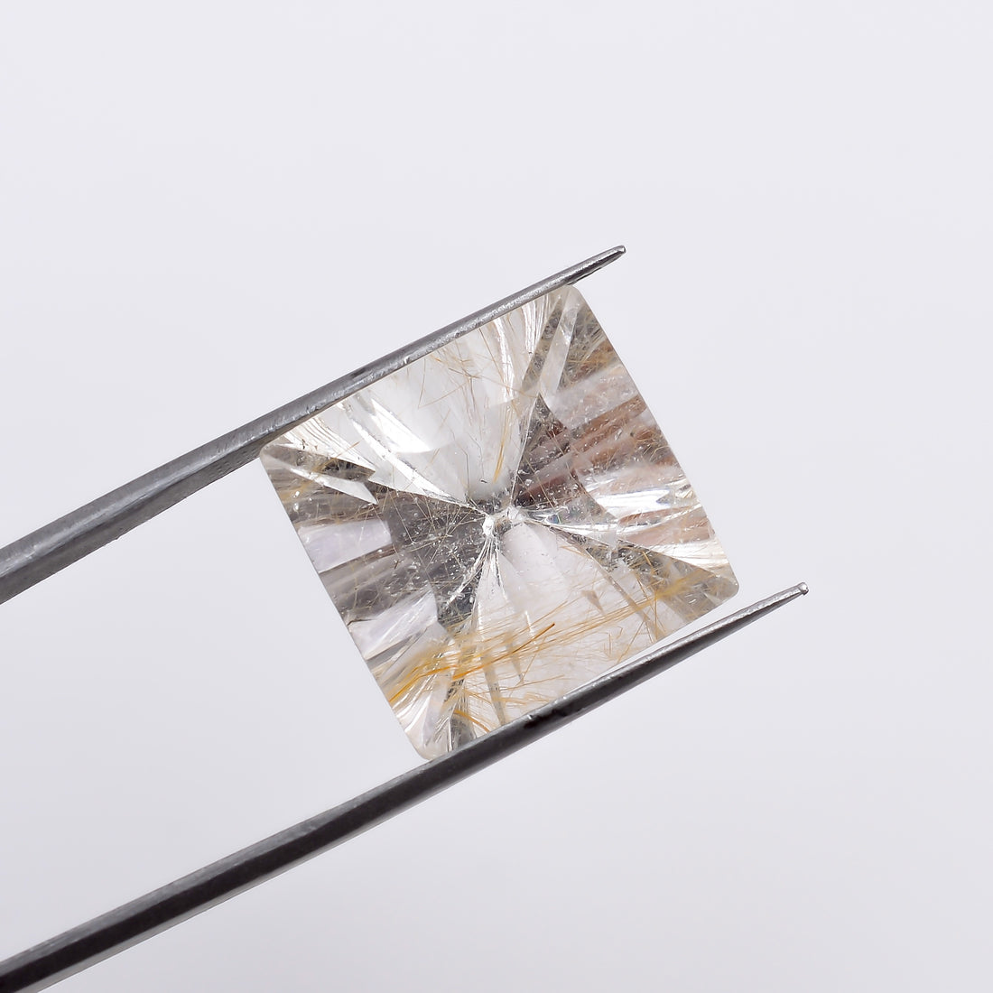 Natural Crystal Rutile Square Shape Cut Stone Loose Gemstone For Making Jewelry 14.5 Ct 15X15X11 mm S-1295